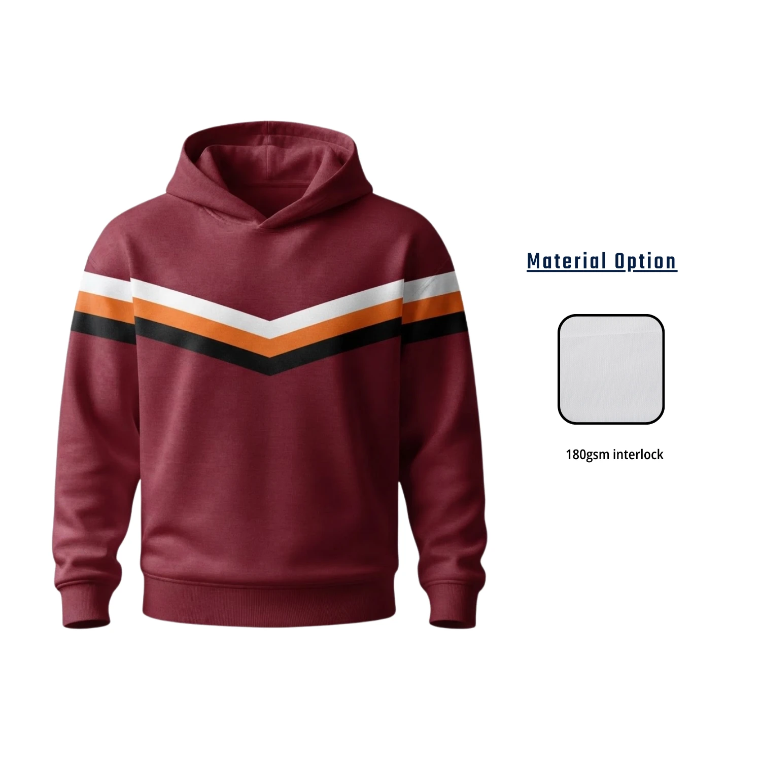 180GSM Interlock Full Sublimation Long Sleeve Hooded Shirt