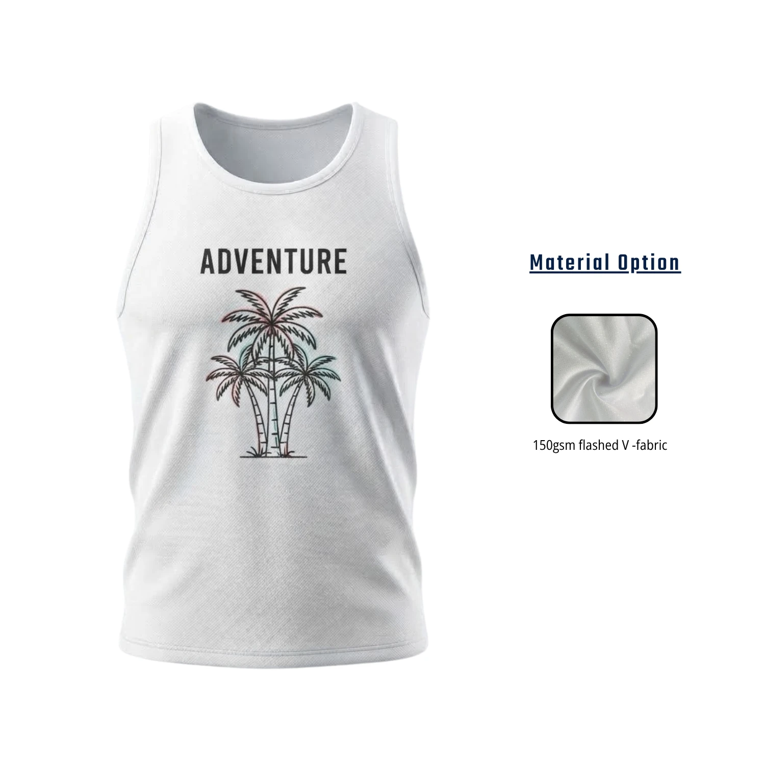 Custom Sublimation Flashed V-Fabric Tank Top – 150G Textured
