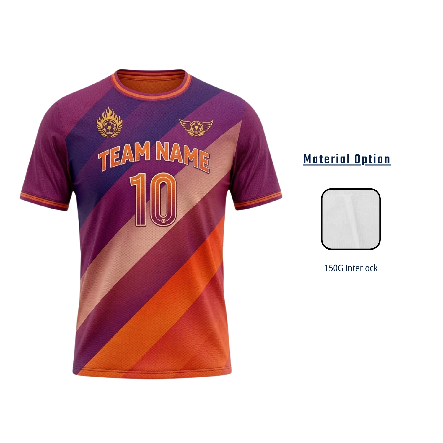 Custom Men's & Youth Soccer Round Neck Jerseys with 150G Interlock