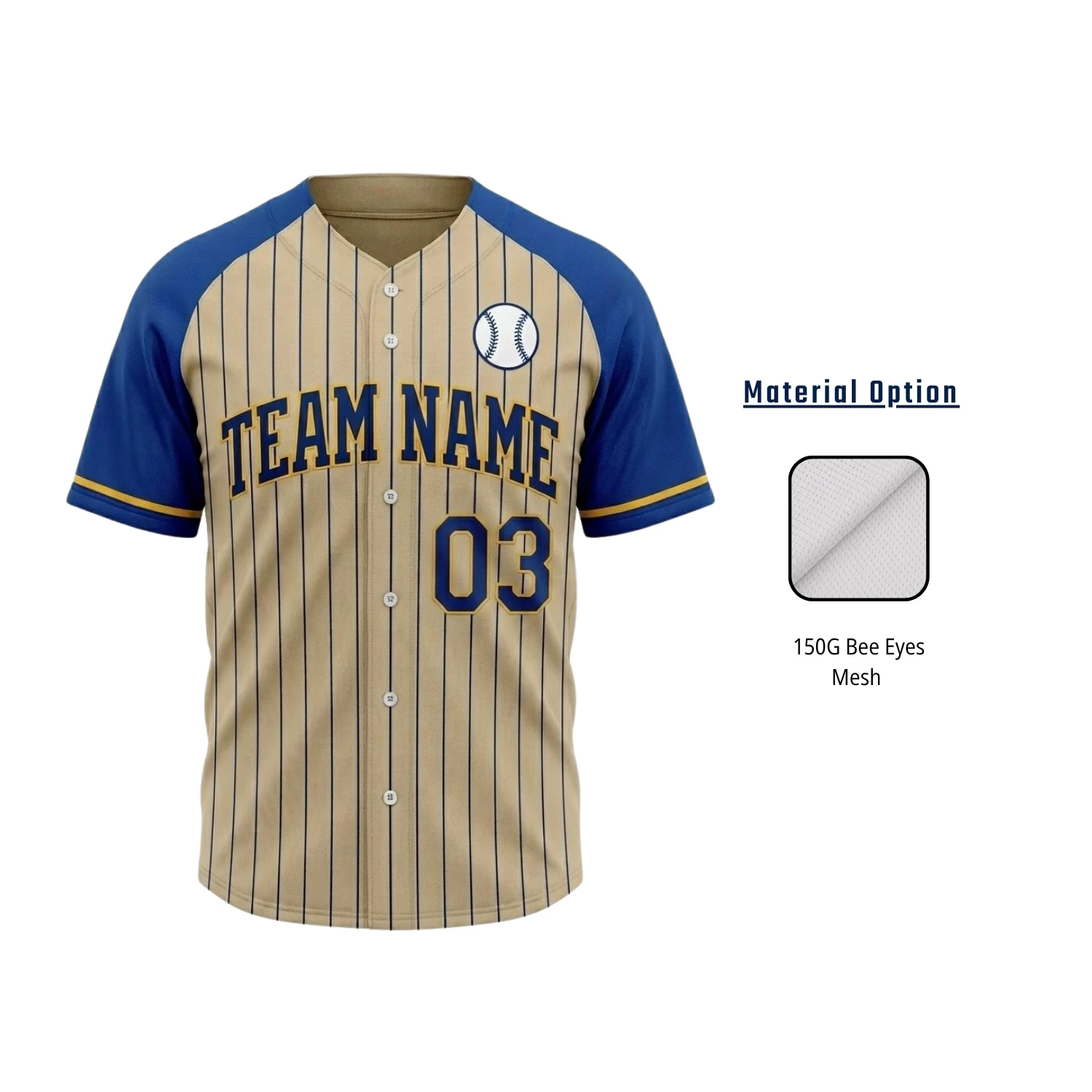 Custom Embroidered Applique Baseball Jersey – 150G Bee Eyes Mesh