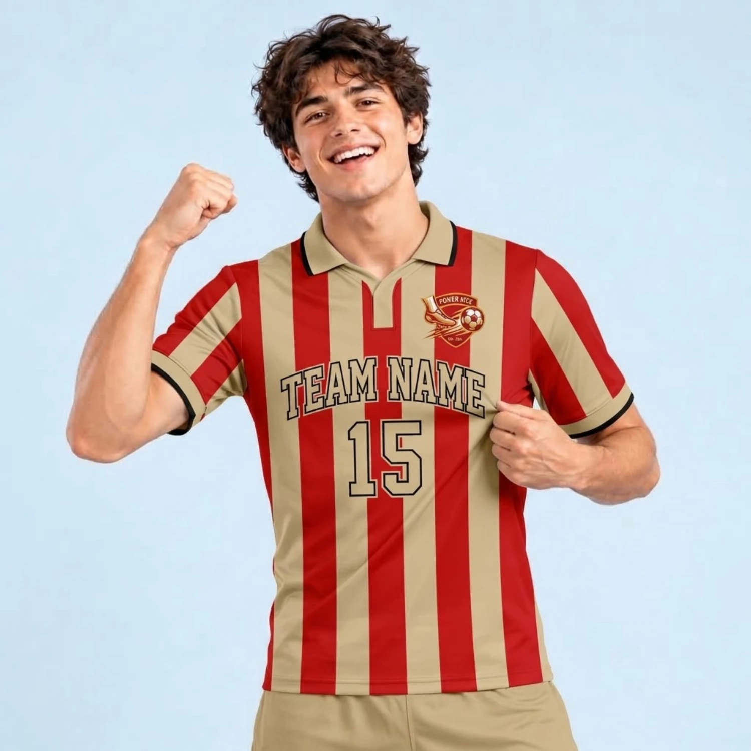Lapel Flat V-Neck Mesh Soccer Jersey