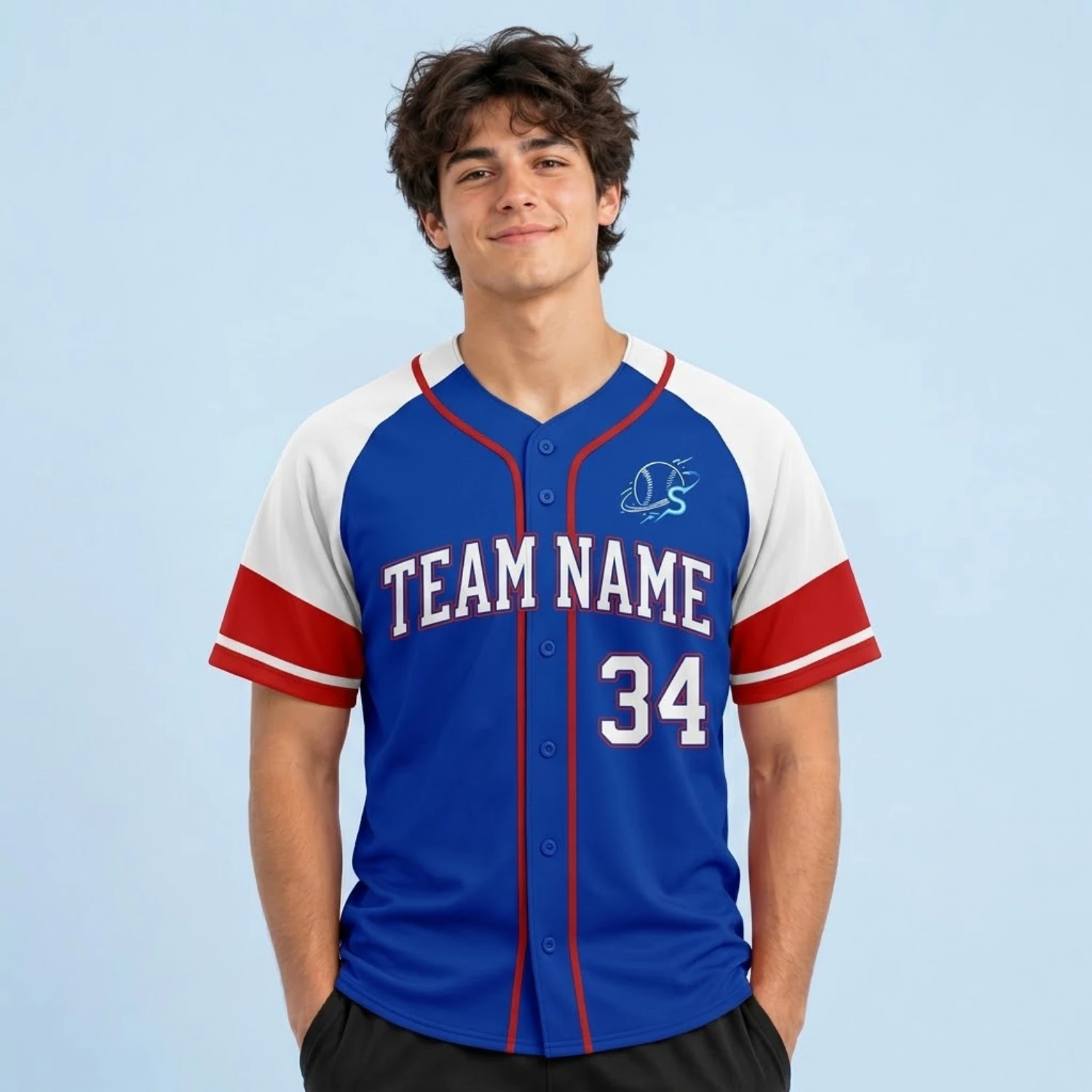 Custom Full-Button Baseball Jersey – 150G Bee Eyes Mesh