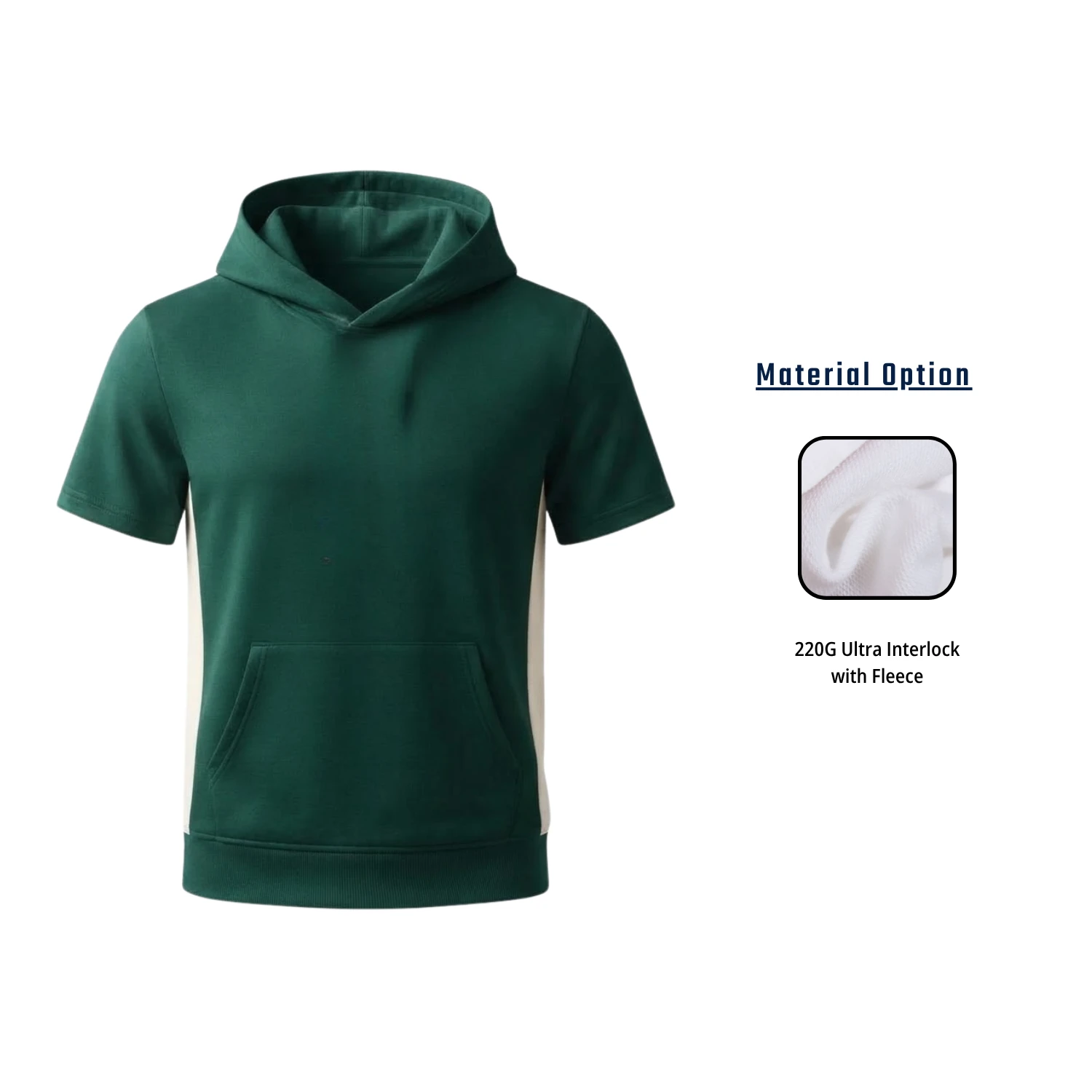 Custom Full Sublimation 220G Ultra Light Short Sleeve Hoodie with Kangaroo Pocket