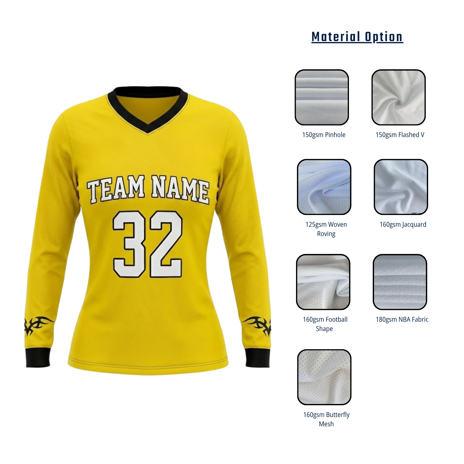 Women’s Long Sleeve V-Neck Soccer Jersey