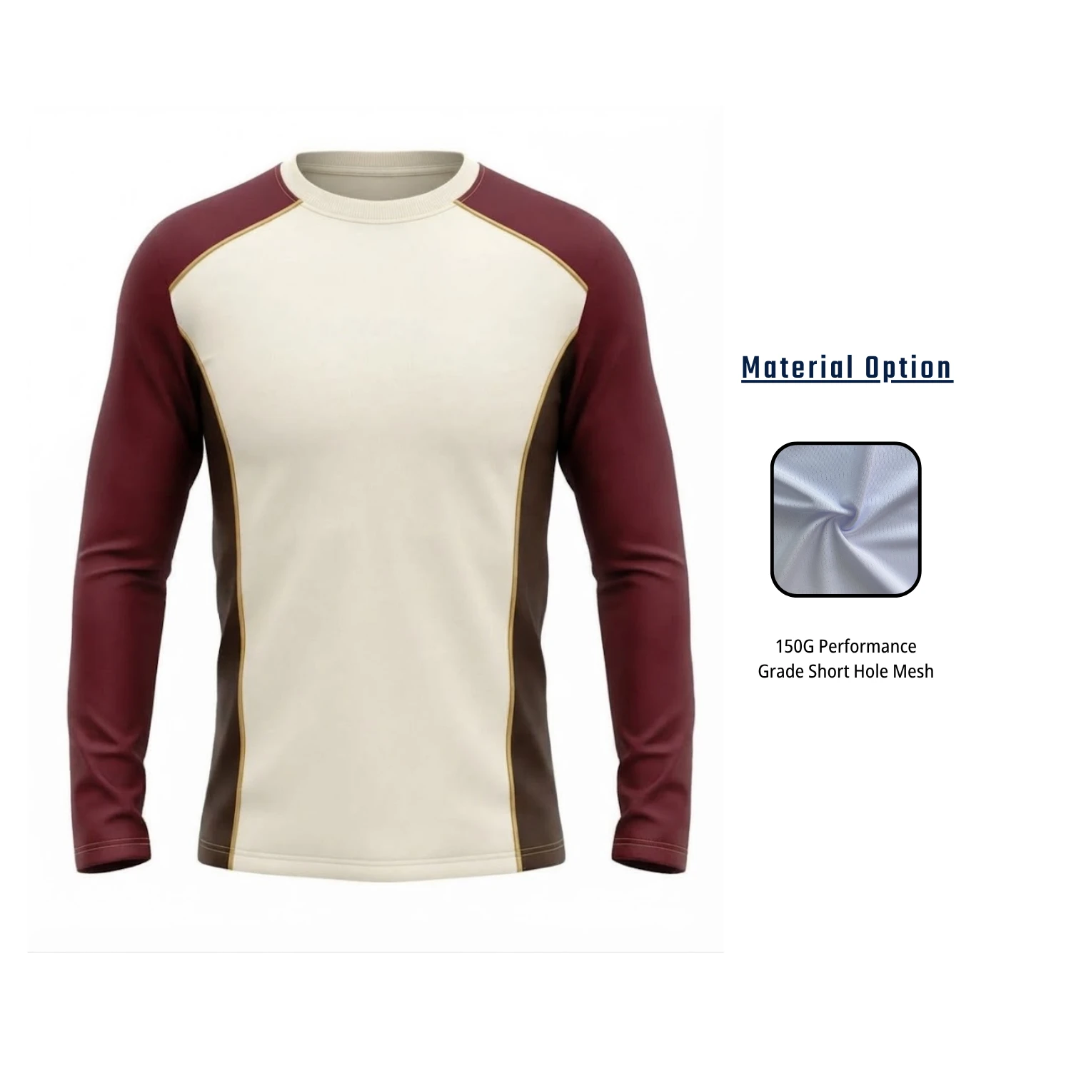 Custom Short Hole Mesh Long Sleeve T-Shirt – 150GSM Performance Sublimation Teamwear