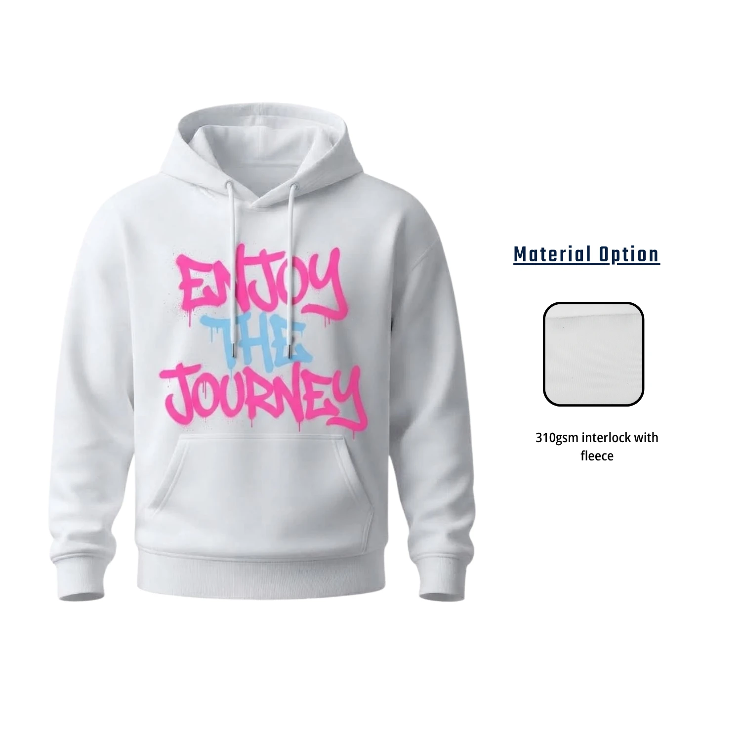 Custom Full Sublimation 310G Fleece-Lined Hoodie with Kangaroo Pocket