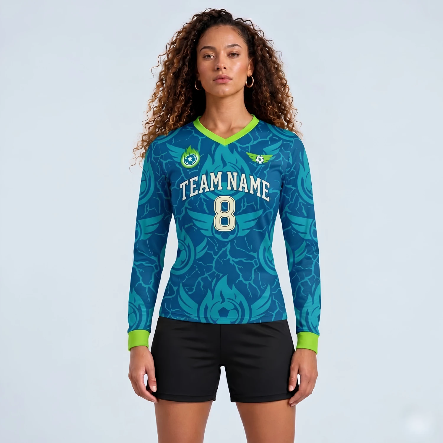 Women’s Long Sleeve V-Neck Soccer Jersey