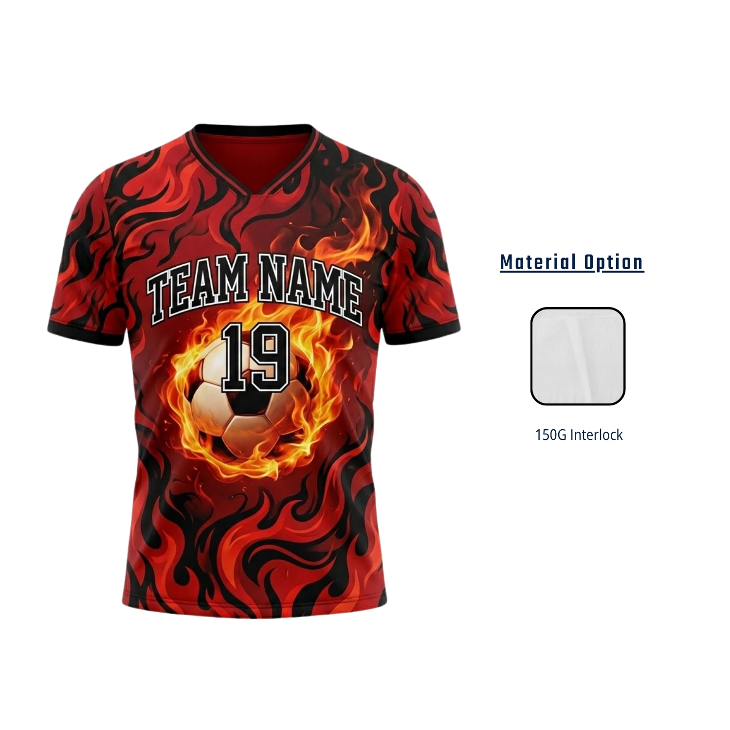 Custom Flat V-Neck Soccer Jersey – 150G Interlock