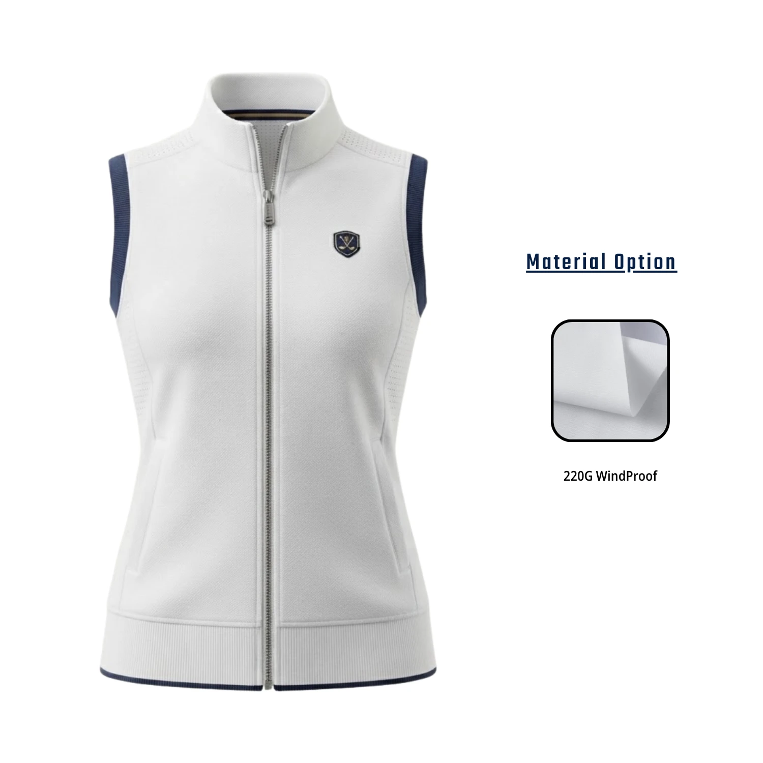 Women's Full Sublimation Full-Zip Sleeveless Golf Vest – 220G Windproof