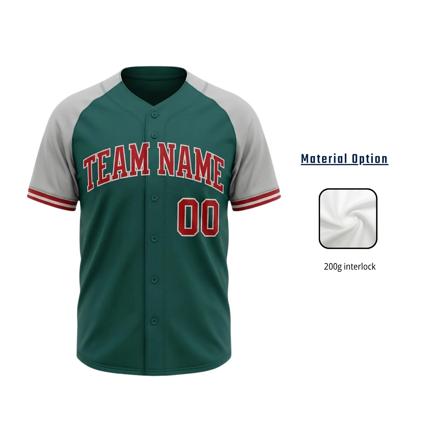 Custom Full-Button Baseball Jersey – Raglan Sleeve