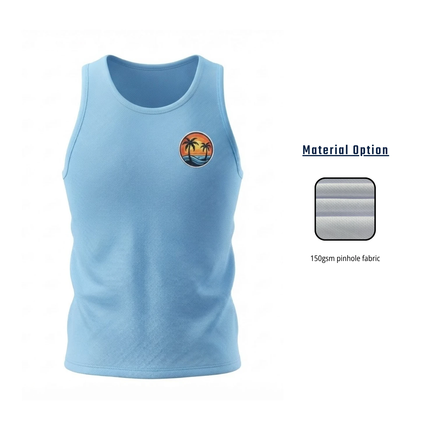 Custom Sublimation Pinhole Performance Tank Top – 150GSM Breathable