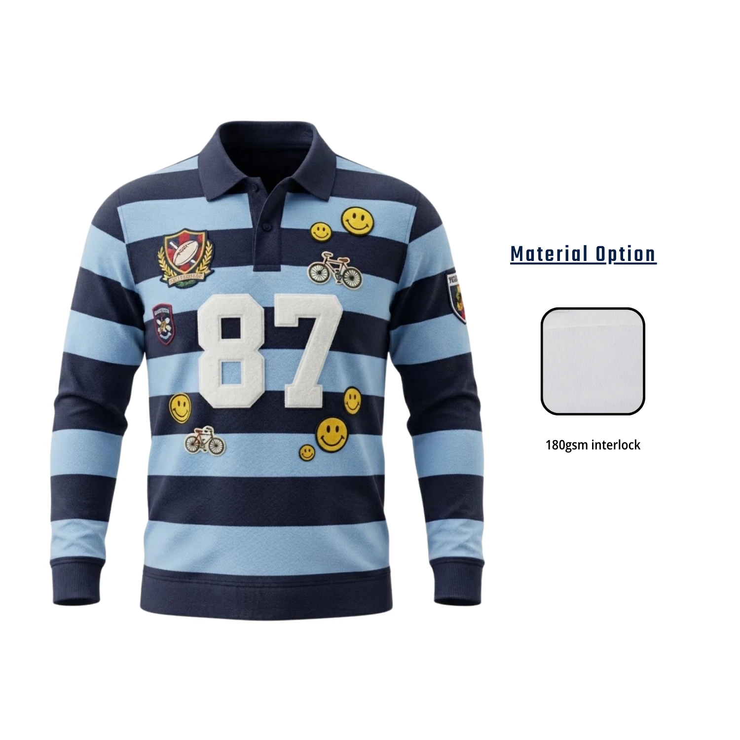 Custom Full Sublimation Interlock Long Sleeve Polo Shirt – 180gsm