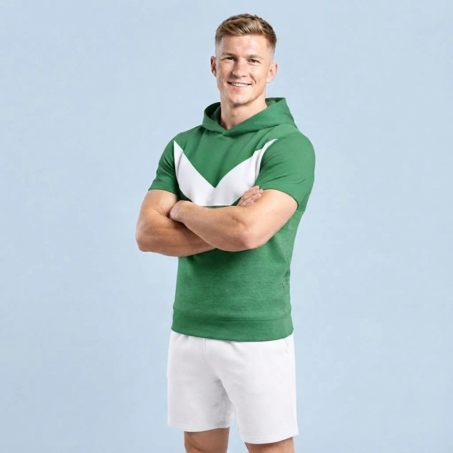 Custom Full Sublimation 180G Cotton-Feel Short Sleeve Hooded T-Shirt