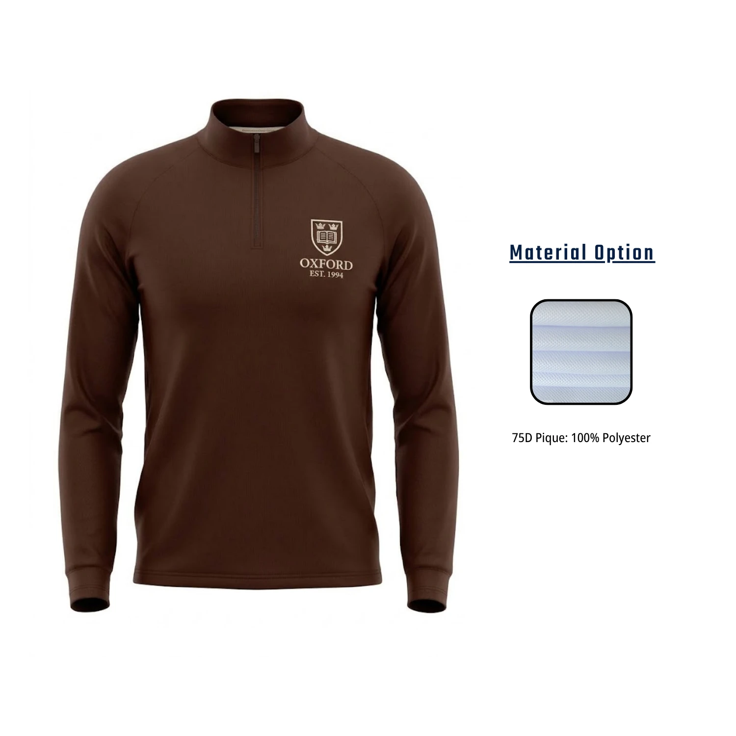 Custom Pique Quarter Zip Pullover | 75D Sublimation