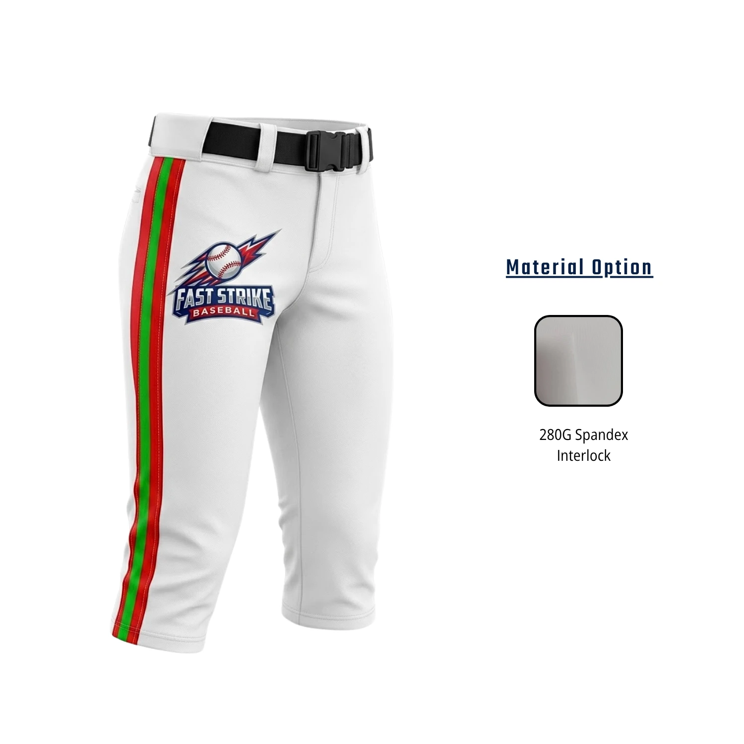 Custom Sublimated Cropped Baseball Pants – 280G Spandex Interlock