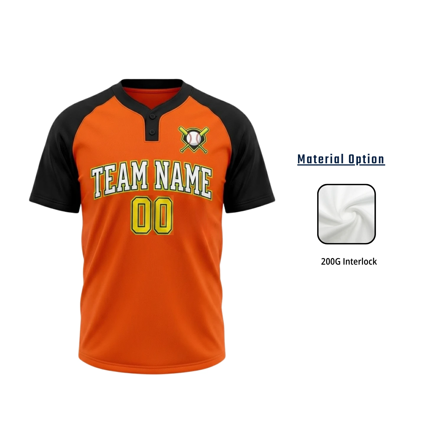 Custom Sublimation 2-Button Front Baseball Jersey