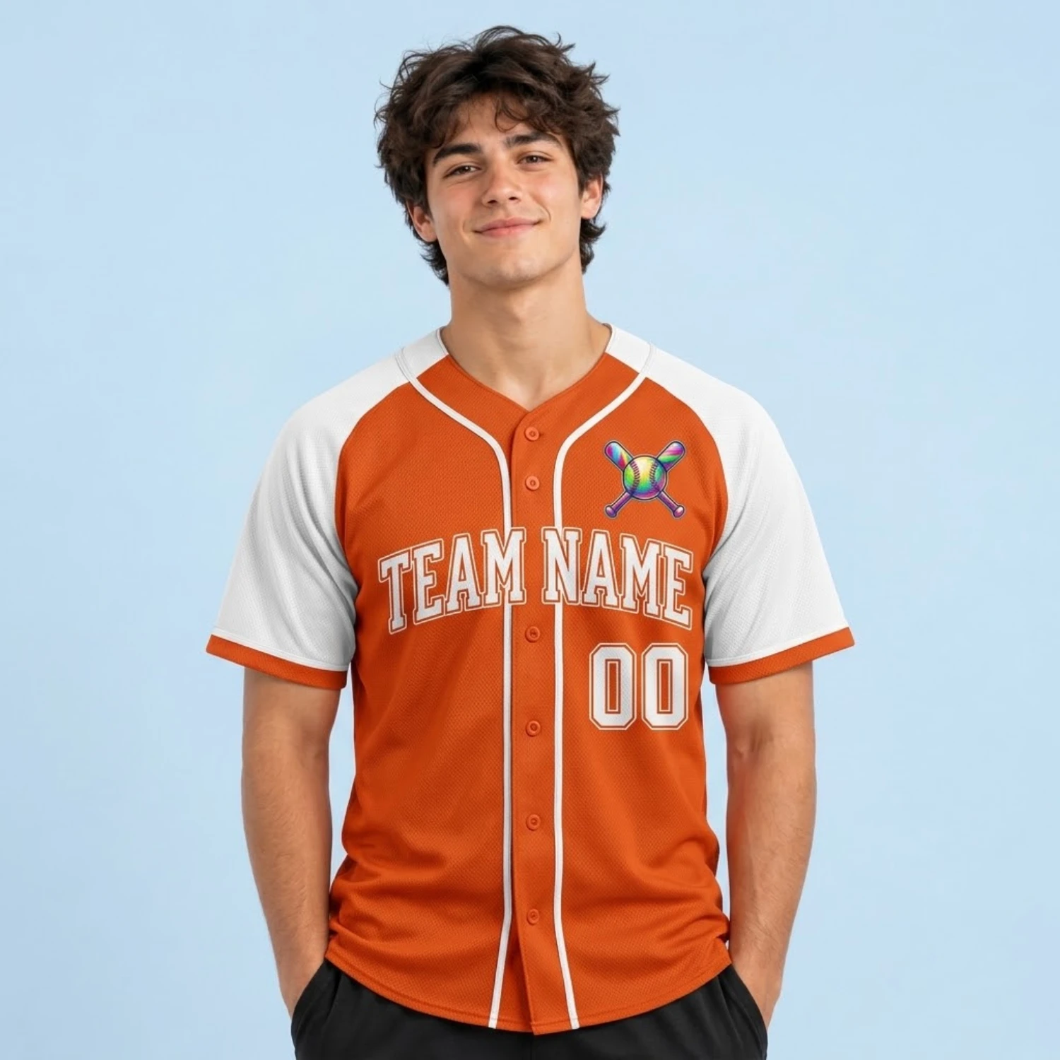 Custom Full-Button Baseball Jersey – 200G Interlock