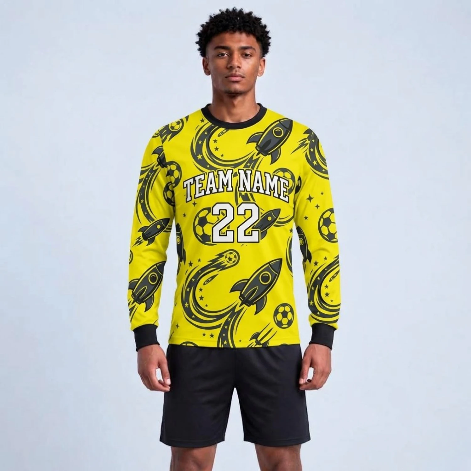 Long Sleeve Spandex Soccer Jersey with 180G 4-Way Stretch Interlock