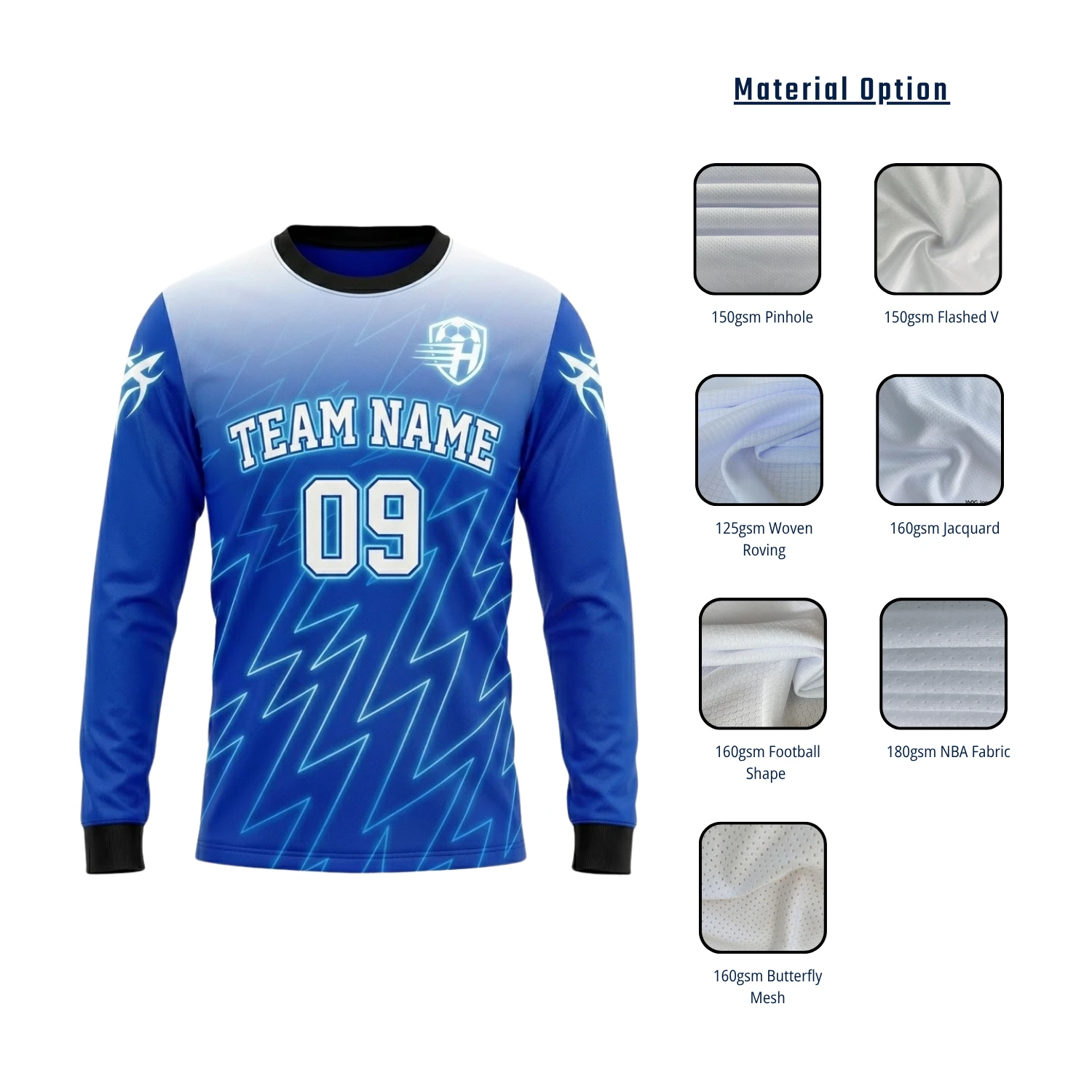Custom Long Sleeve Soccer Jersey – Full Sublimation with Multiple Fabric Options