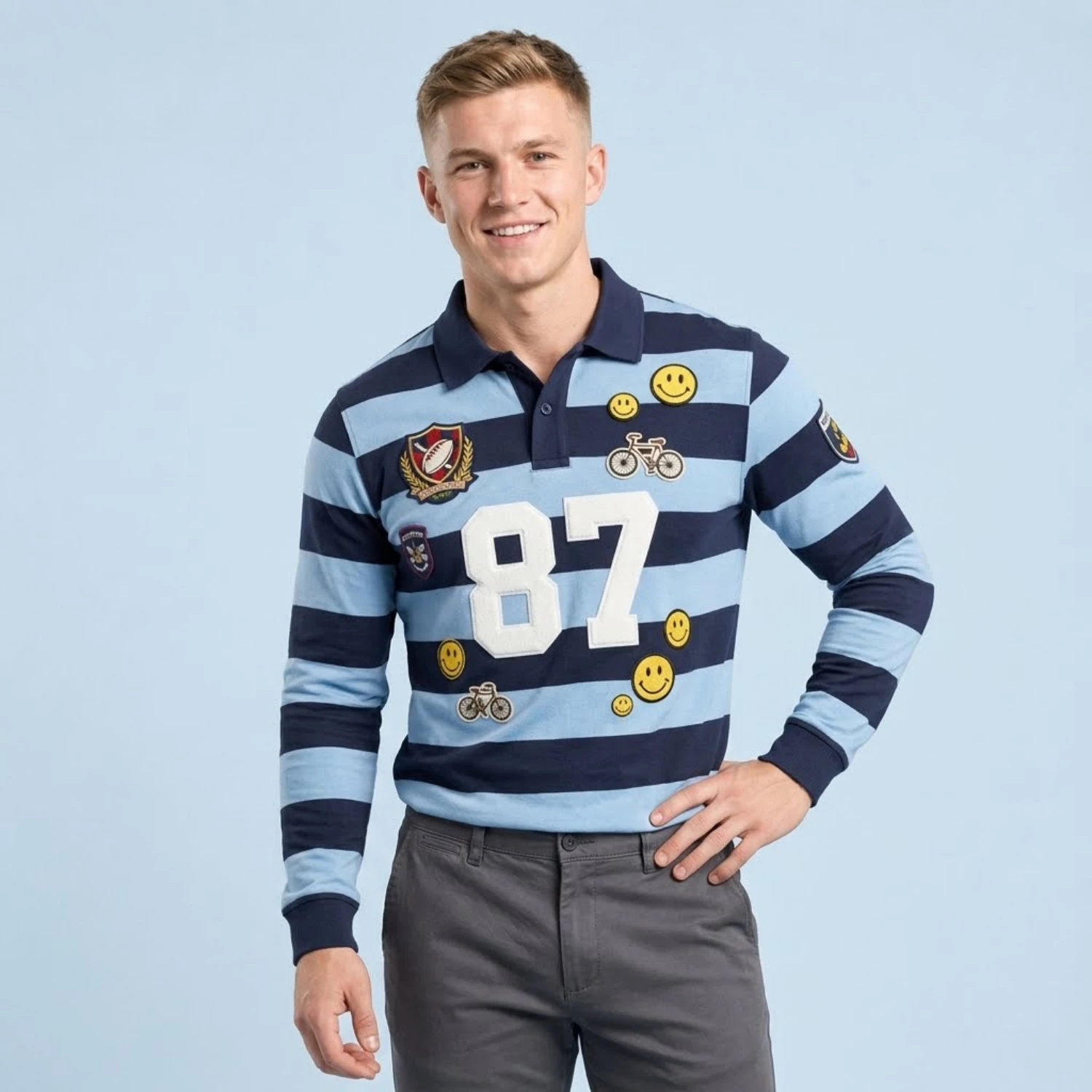 Custom Full Sublimation Interlock Long Sleeve Polo Shirt – 180gsm