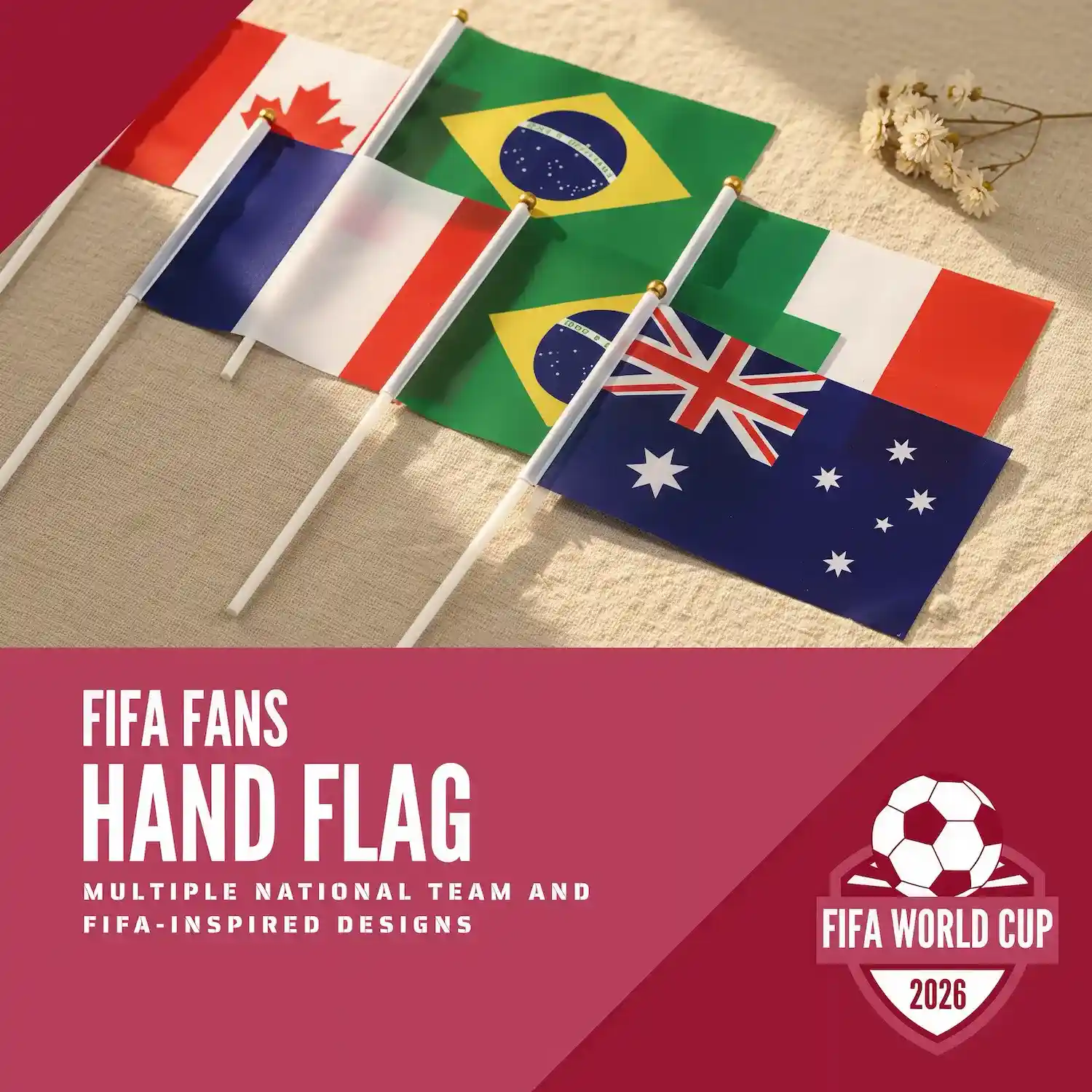 Custom 68D Polyester Hand Flag 14×21CM - NPS-WCP-FAN-009