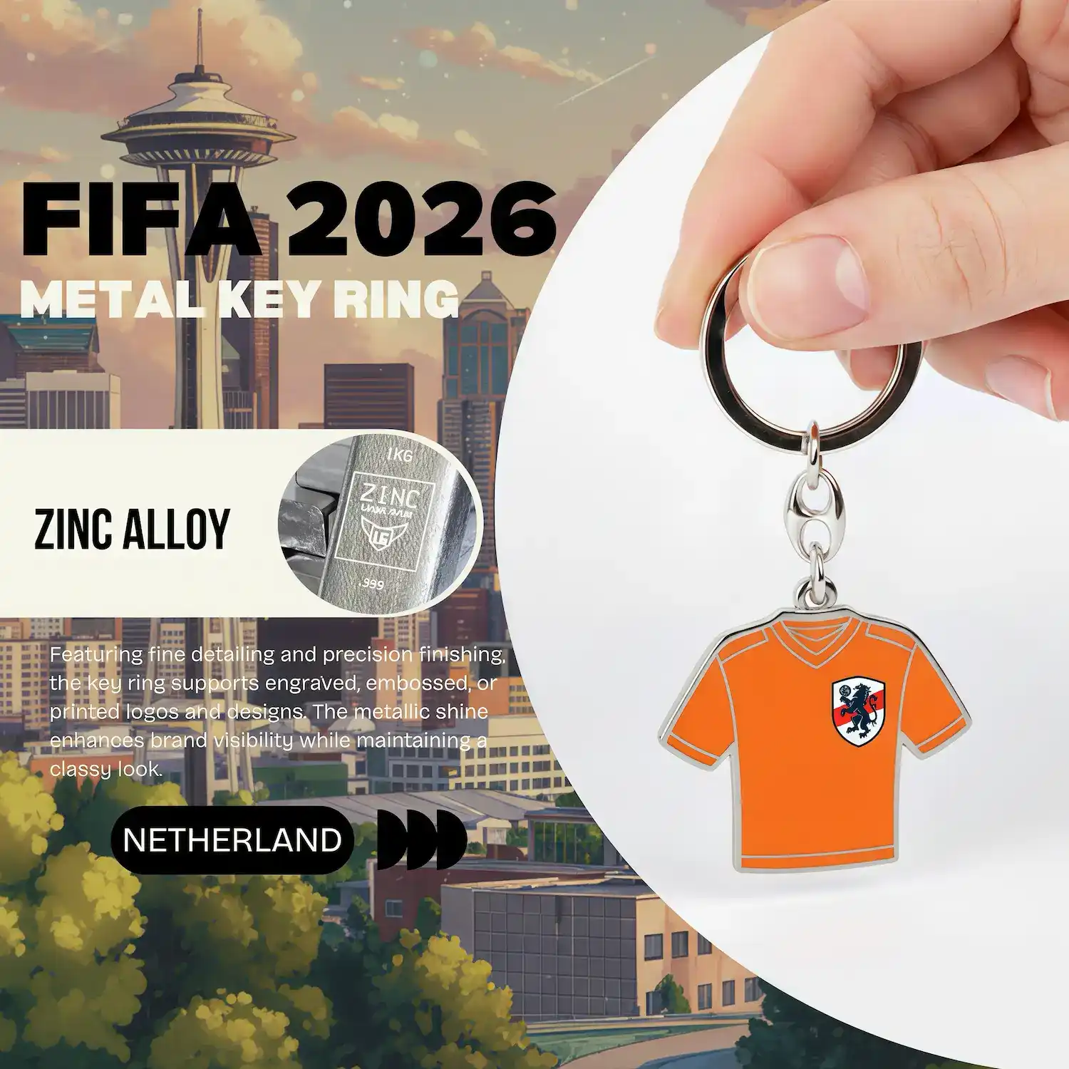 2026 FIFA World Cup Netherlands National Team Jersey Metal Key Ring - NPS-WCP-FAN-016