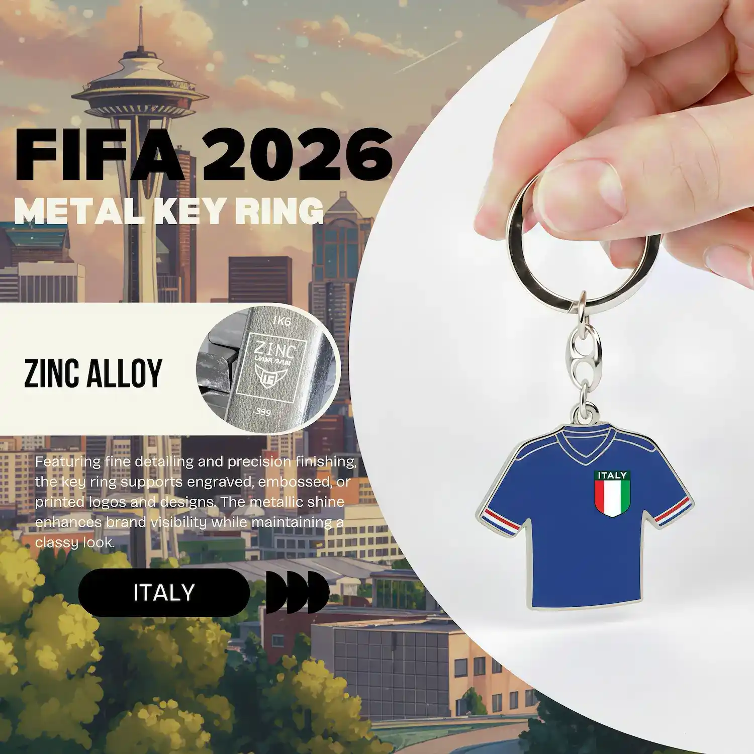 2026 FIFA World Cup Italy National Team Jersey Metal Key Ring - SKU:NPS-WCP-FAN-016