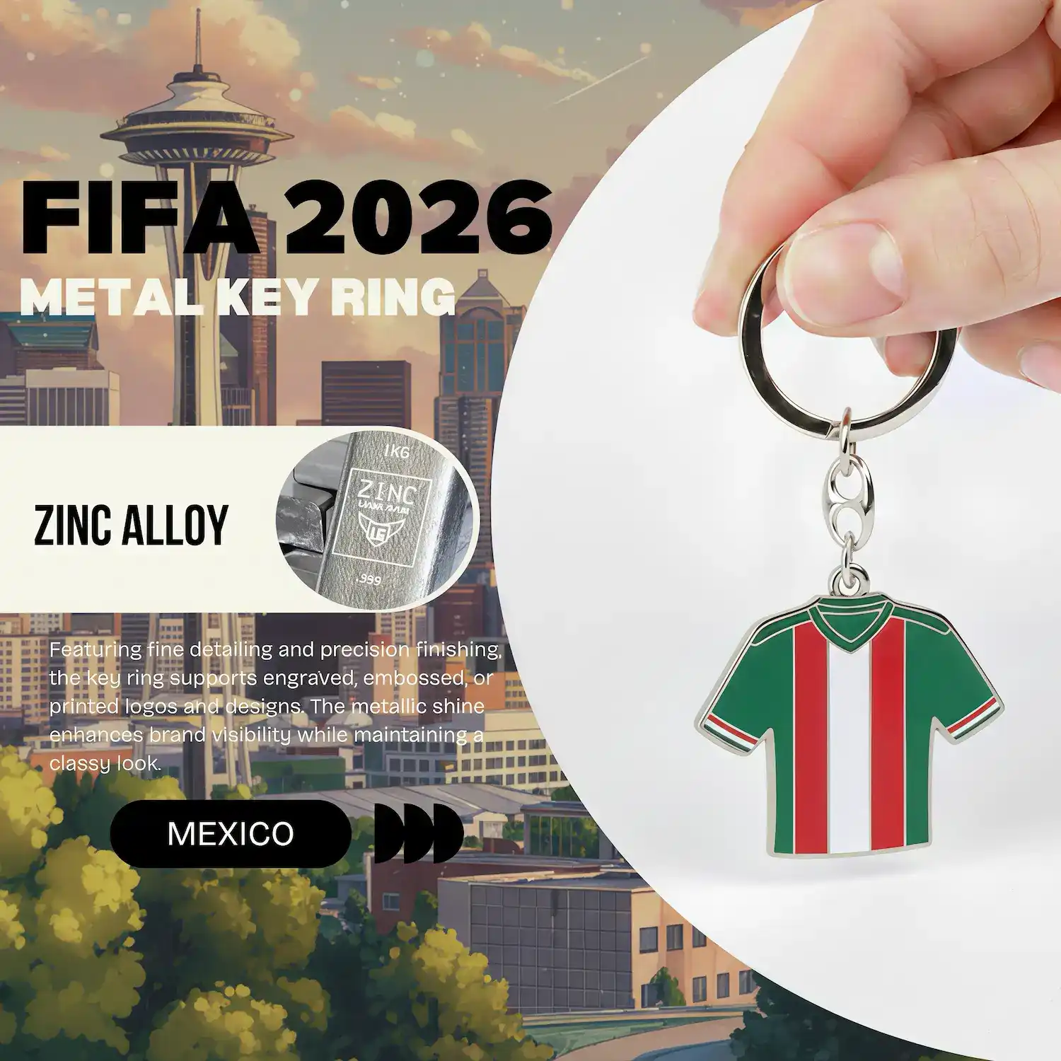 2026 FIFA World Cup Mexico National Team Jersey Metal Key Ring - SKU:NPS-WCP-FAN-016