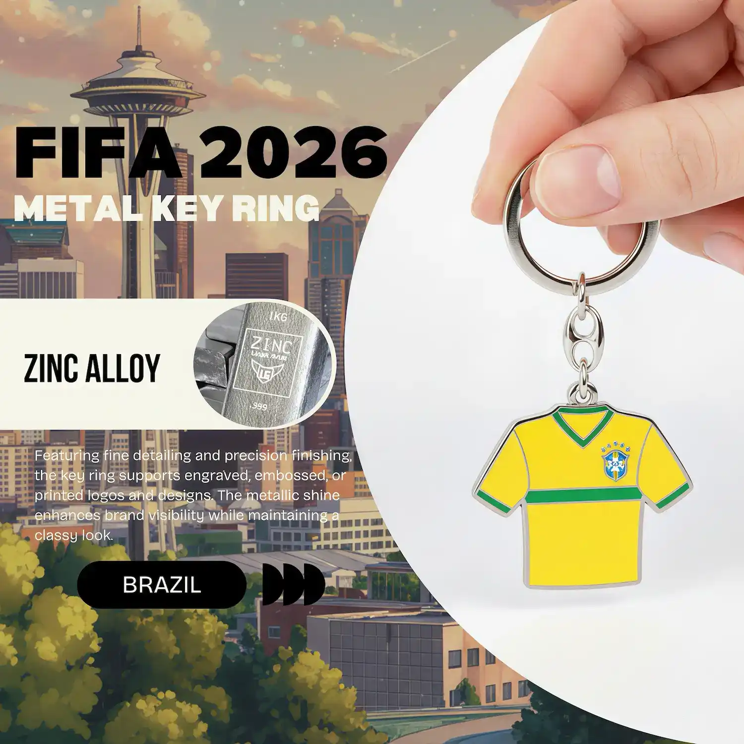 2026 FIFA World Cup Brazil National Team Jersey Metal Key Ring - SKU:NPS-WCP-FAN-016