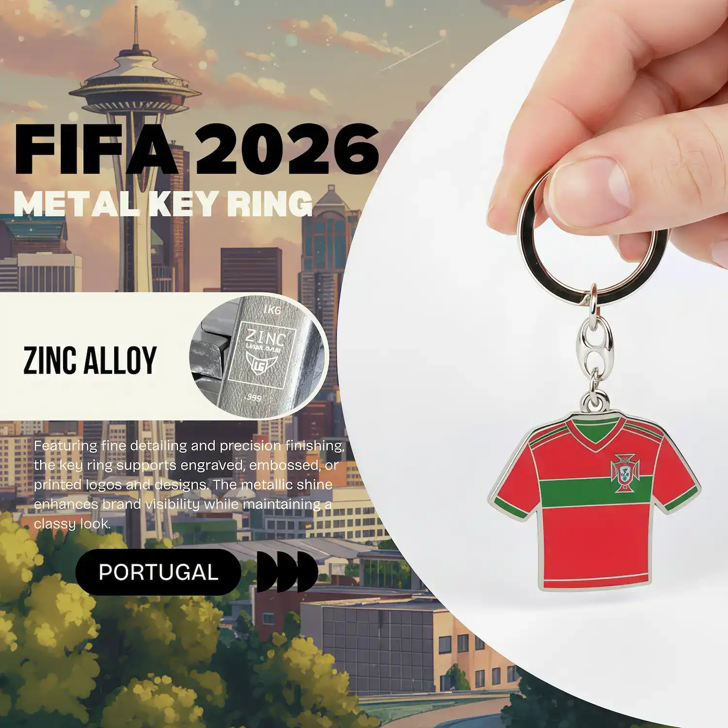 2026 FIFA World Cup Portugal National Team Jersey Metal Key Ring - SKU:NPS-WCP-FAN-016