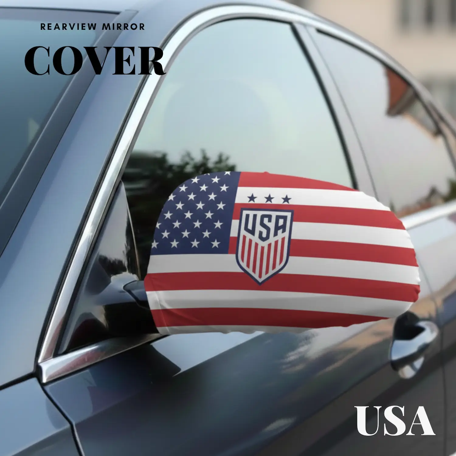 USA Flag Sublimation Rearview Mirror Cover-SKU: NPS-WCP-FAN-005