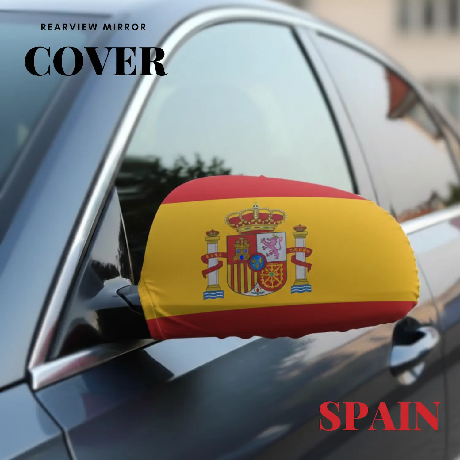 Spain Flag Sublimation Rearview Mirror Cover-SKU: NPS-WCP-FAN-005