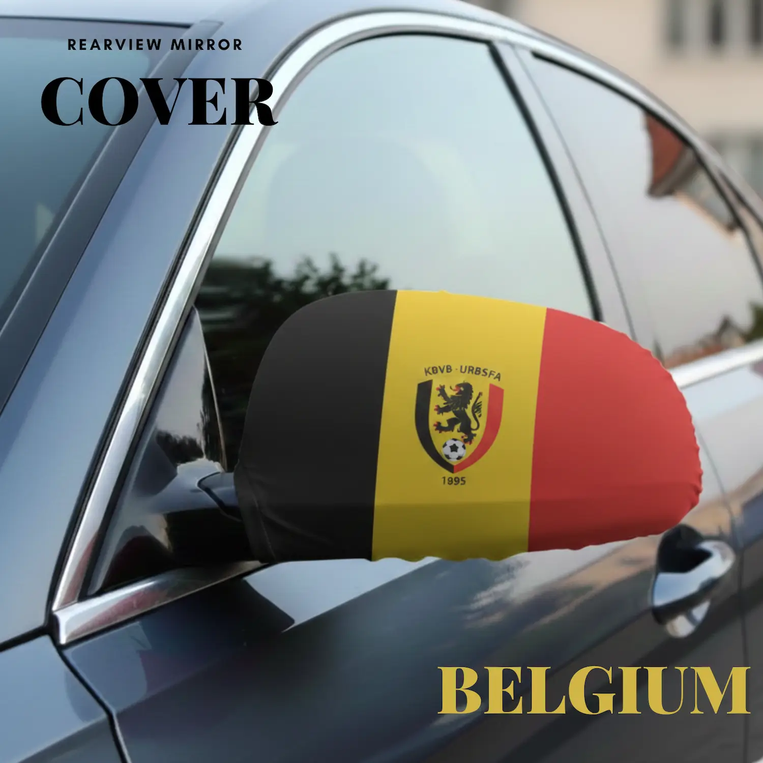 Belgium Flag Sublimation Rearview Mirror Cover-SKU: NPS-WCP-FAN-005