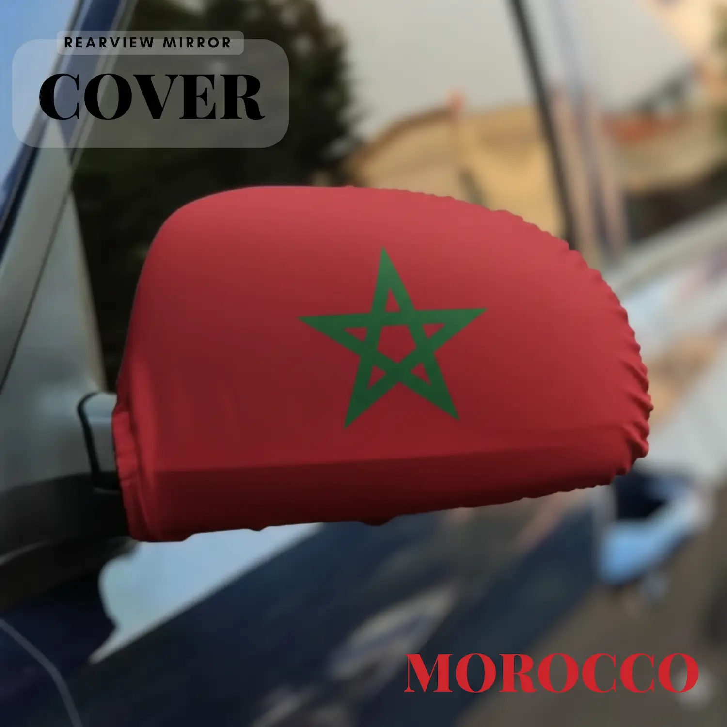 Morocco Flag Sublimation Rearview Mirror Cover-SKU: NPS-WCP-FAN-005