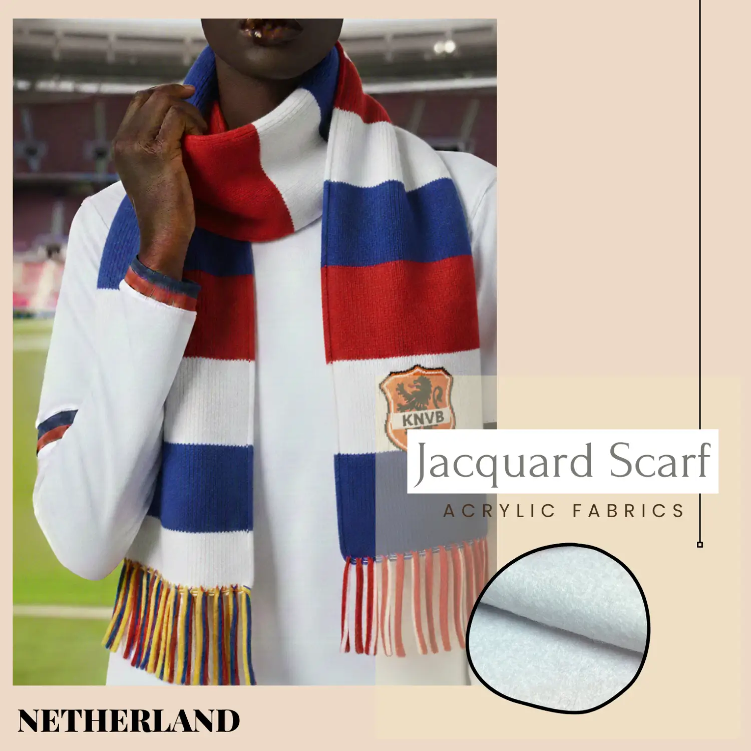 2026 FIFA World Cup Netherlands National Team Jacquard Knit Fan Scarf - SKU:NPS-WCP-FAN-006