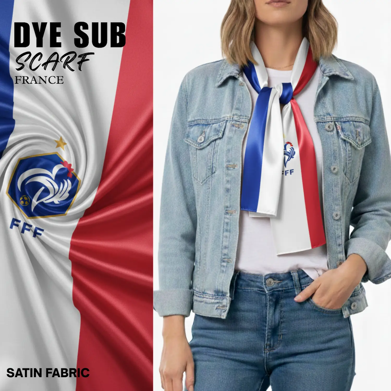 Costa Rica Flag Sublimation Satin Scarf-SKU: NPS-WCP-FAN-007