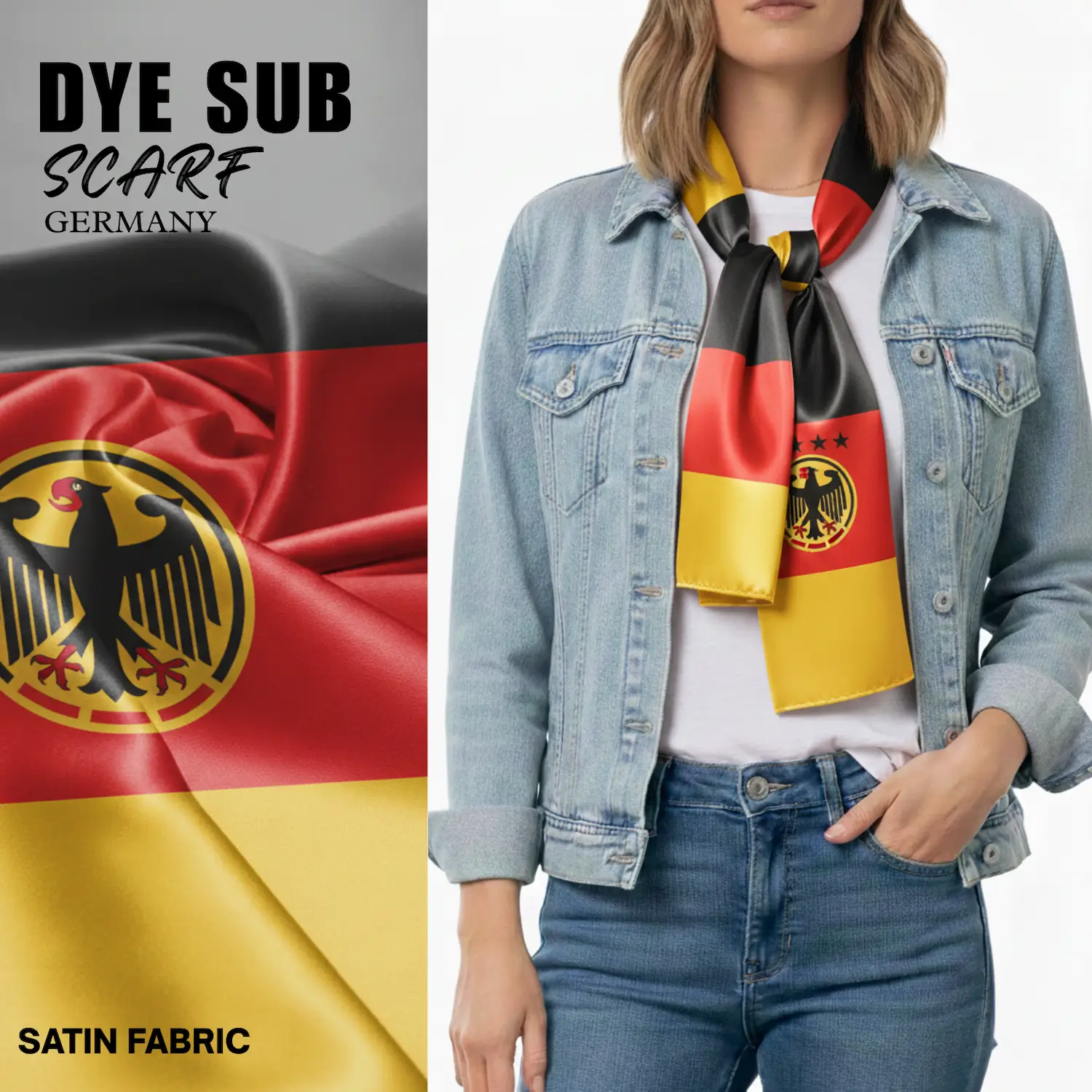 Germany Flag Sublimation Satin Scarf-SKU: NPS-WCP-FAN-007