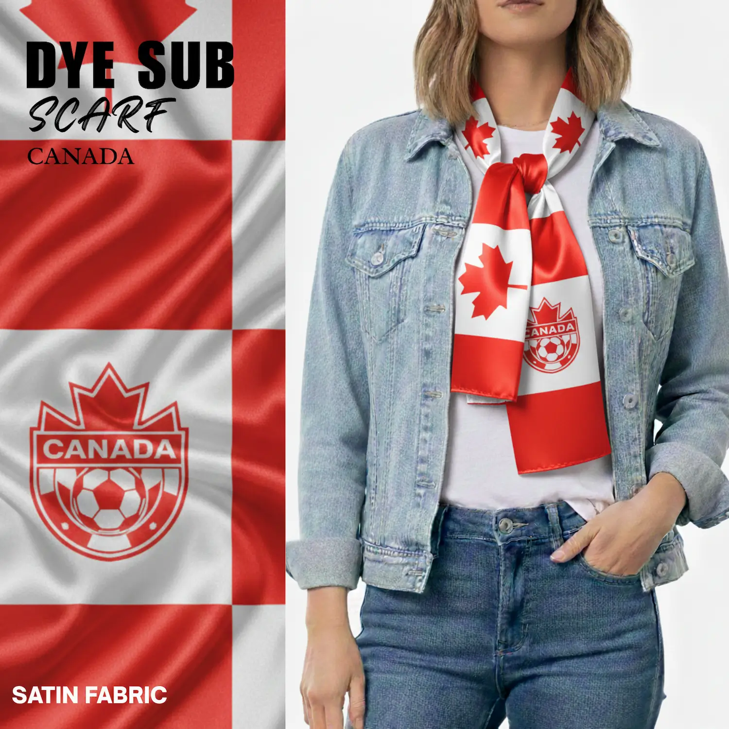 Canada Flag Sublimation Satin Scarf-SKU: NPS-WCP-FAN-007