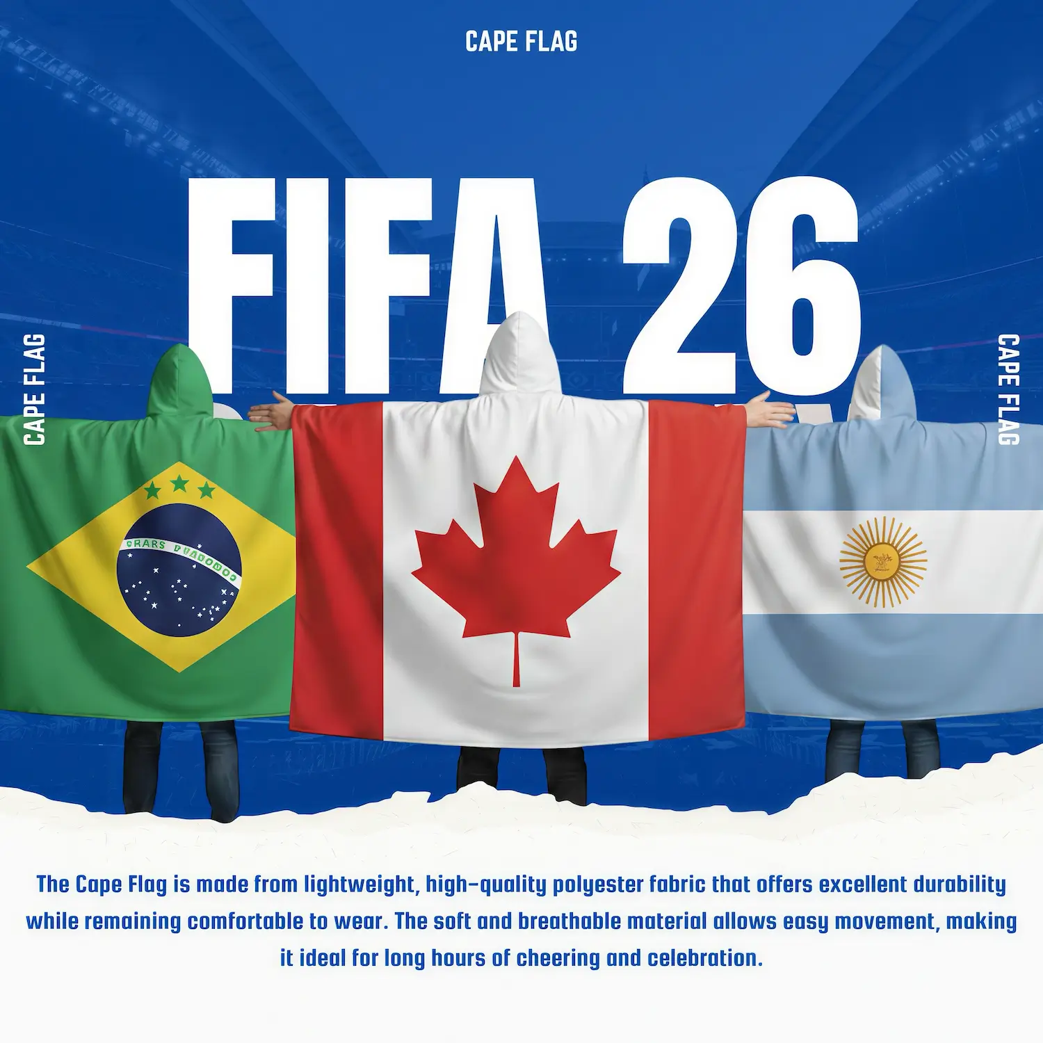 2026 FIFA World Cup National Team Hooded Cape Flag - SKU:NPS-WCP-FAN-010