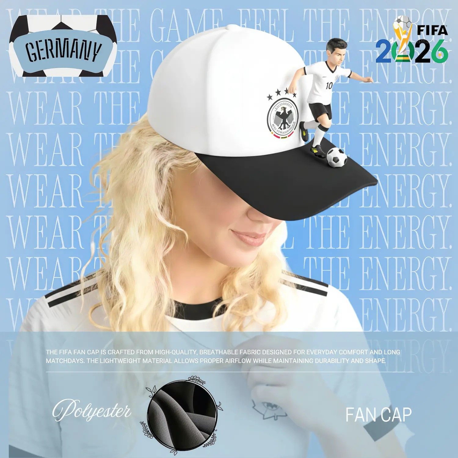 Germany Flag Structured Polyester Fan Cap-SKU: NPS-WCP-FAN-012