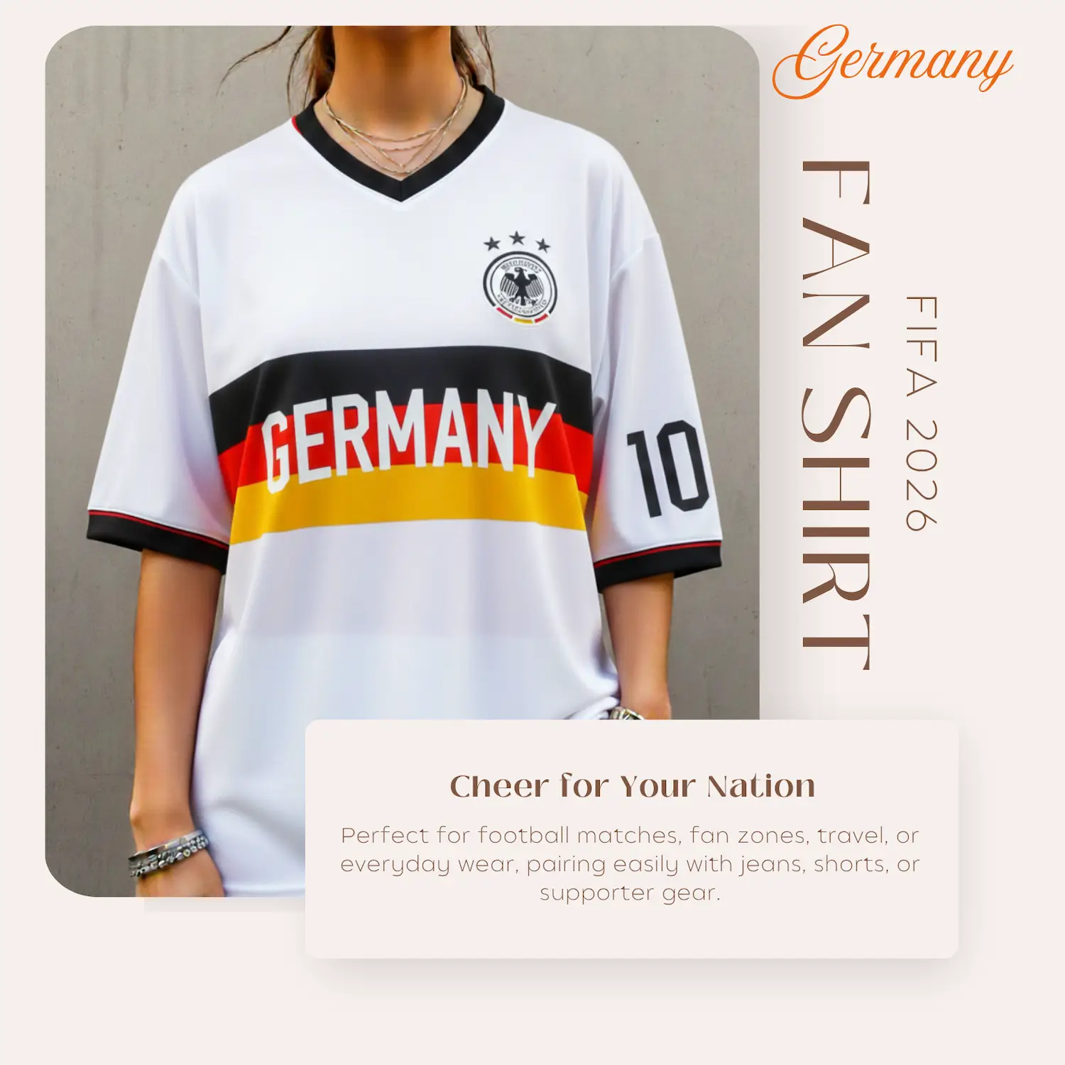 Germany Flag 120GSM Polyester Sublimation Fan Shirt-SKU: NPS-WCP-FAN-013