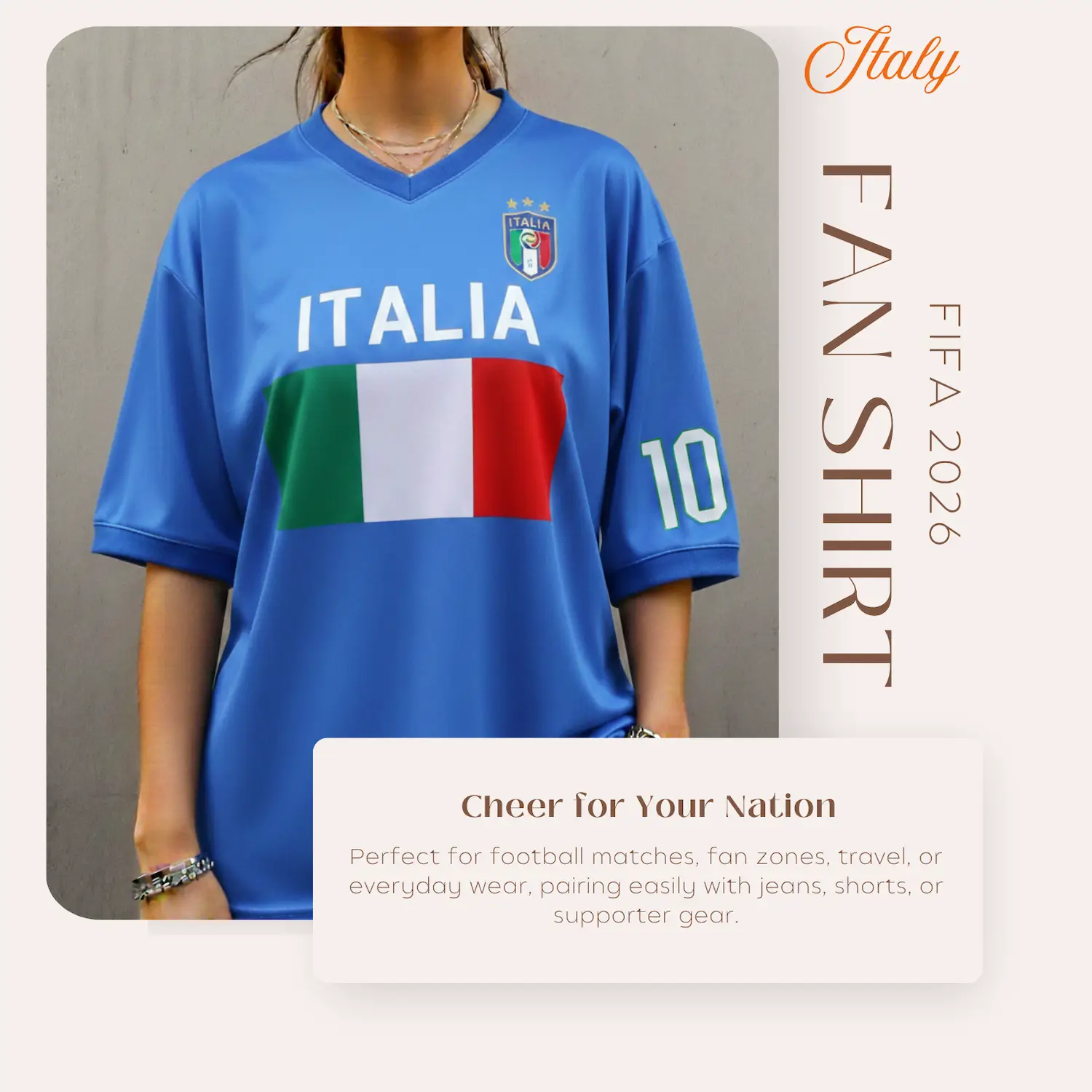 Italy Flag 120GSM Polyester Sublimation Fan Shirt-SKU: NPS-WCP-FAN-013