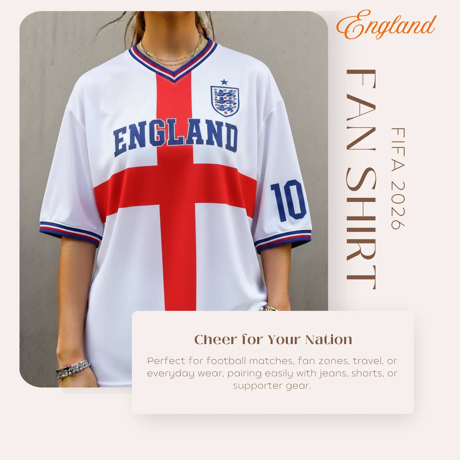 England Flag 120GSM Polyester Sublimation Fan Shirt-SKU: NPS-WCP-FAN-013