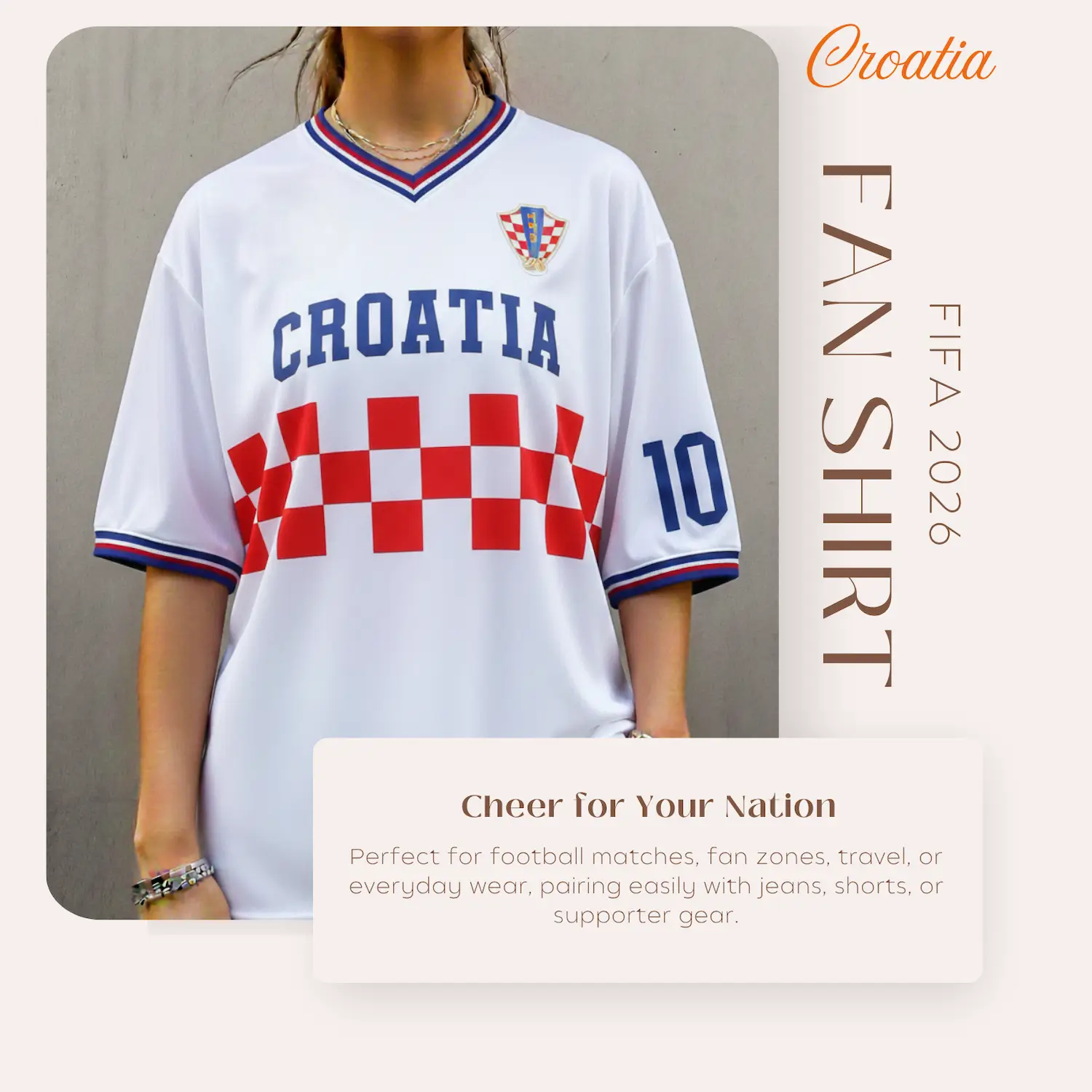 Croatia Flag 120GSM Polyester Sublimation Fan Shirt-SKU: NPS-WCP-FAN-013