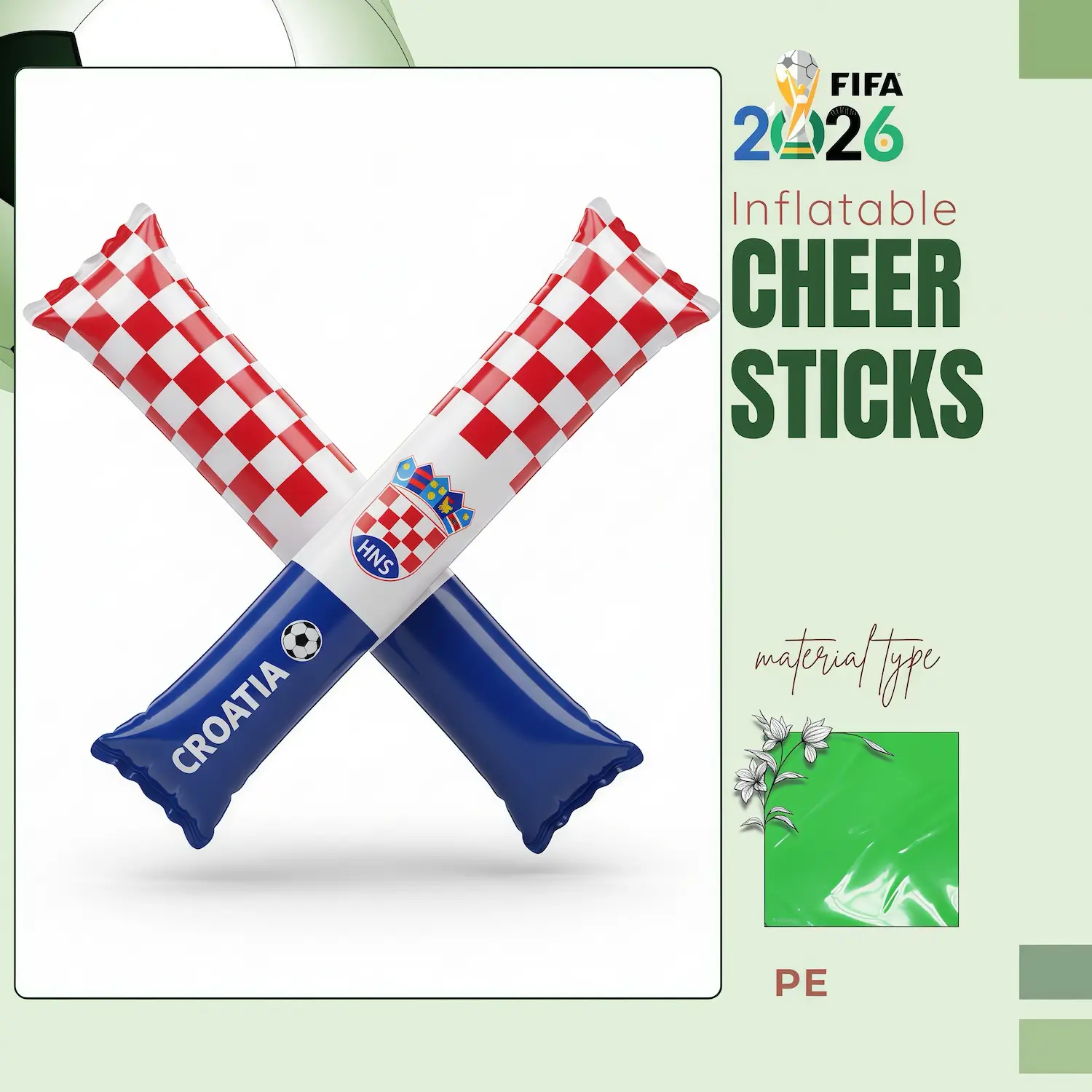 Croatia Flag Custom Inflatable Cheer Sticks - NPS-WCP-FAN-014