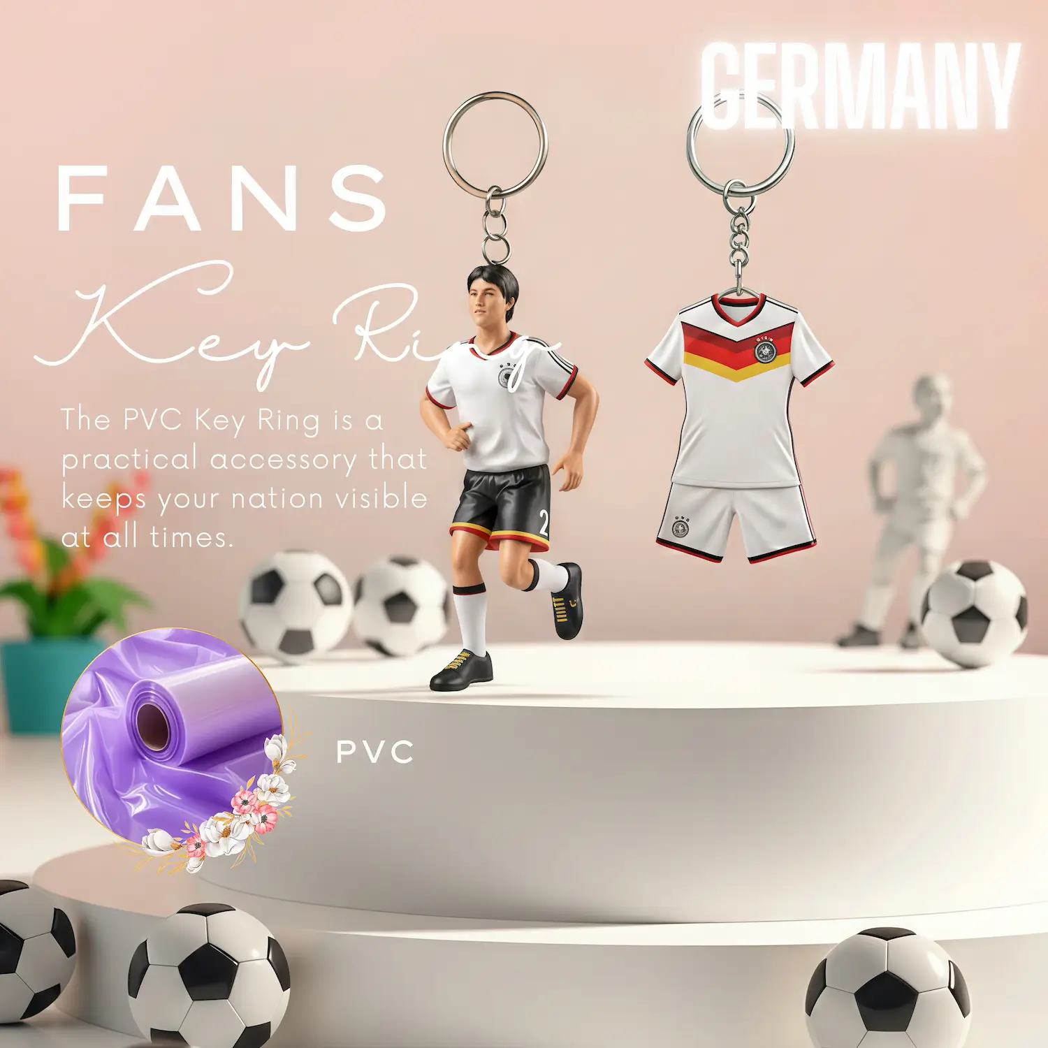 Germany National Team 3D Molded PVC Key Ring-SKU: NPS-WCP-FAN-015