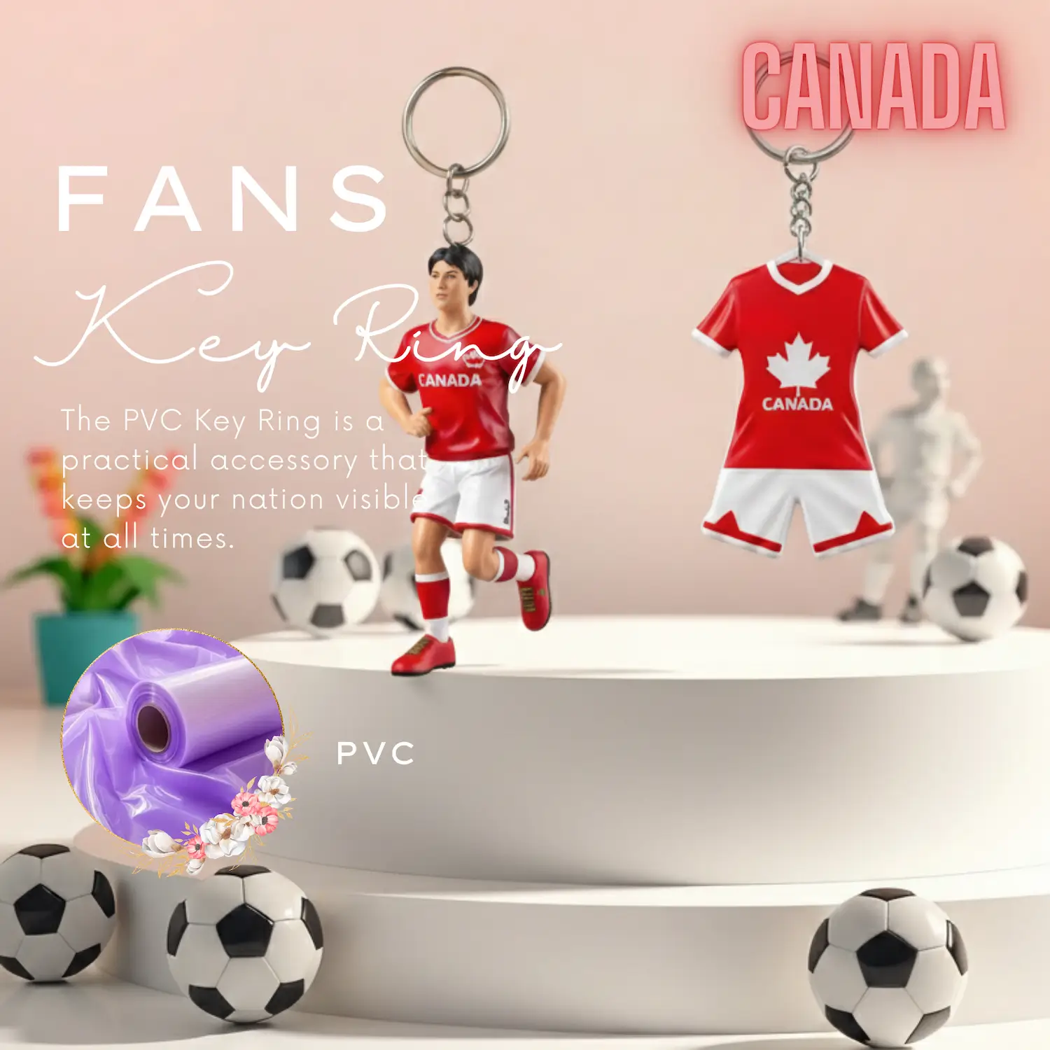 Canada National Team 3D Molded PVC Key Ring-SKU: NPS-WCP-FAN-015