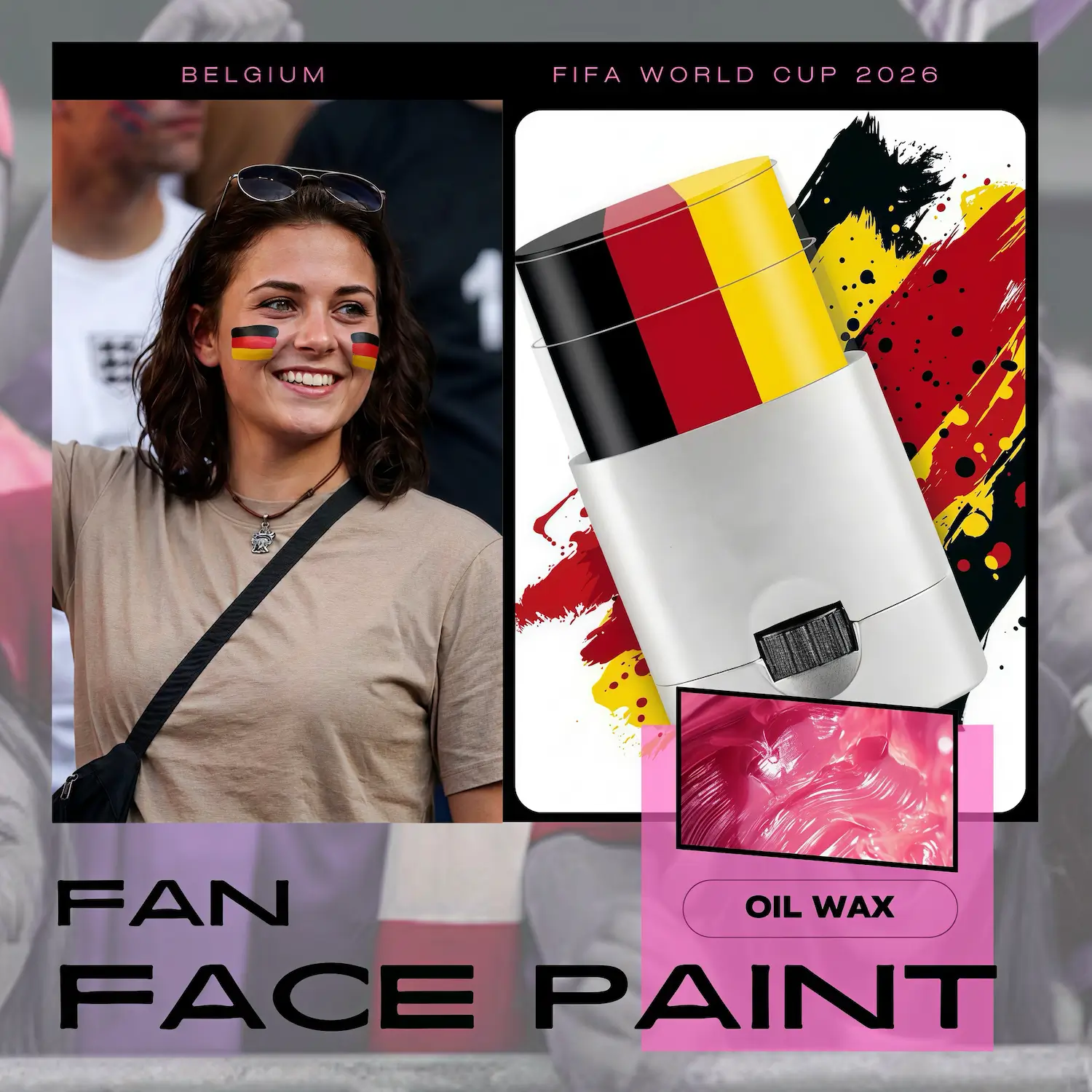 FIFA World Cup Belgium National Team Skin-Safe Fan Face Paint Stick - SKU:NPS-WCP-FAN-017