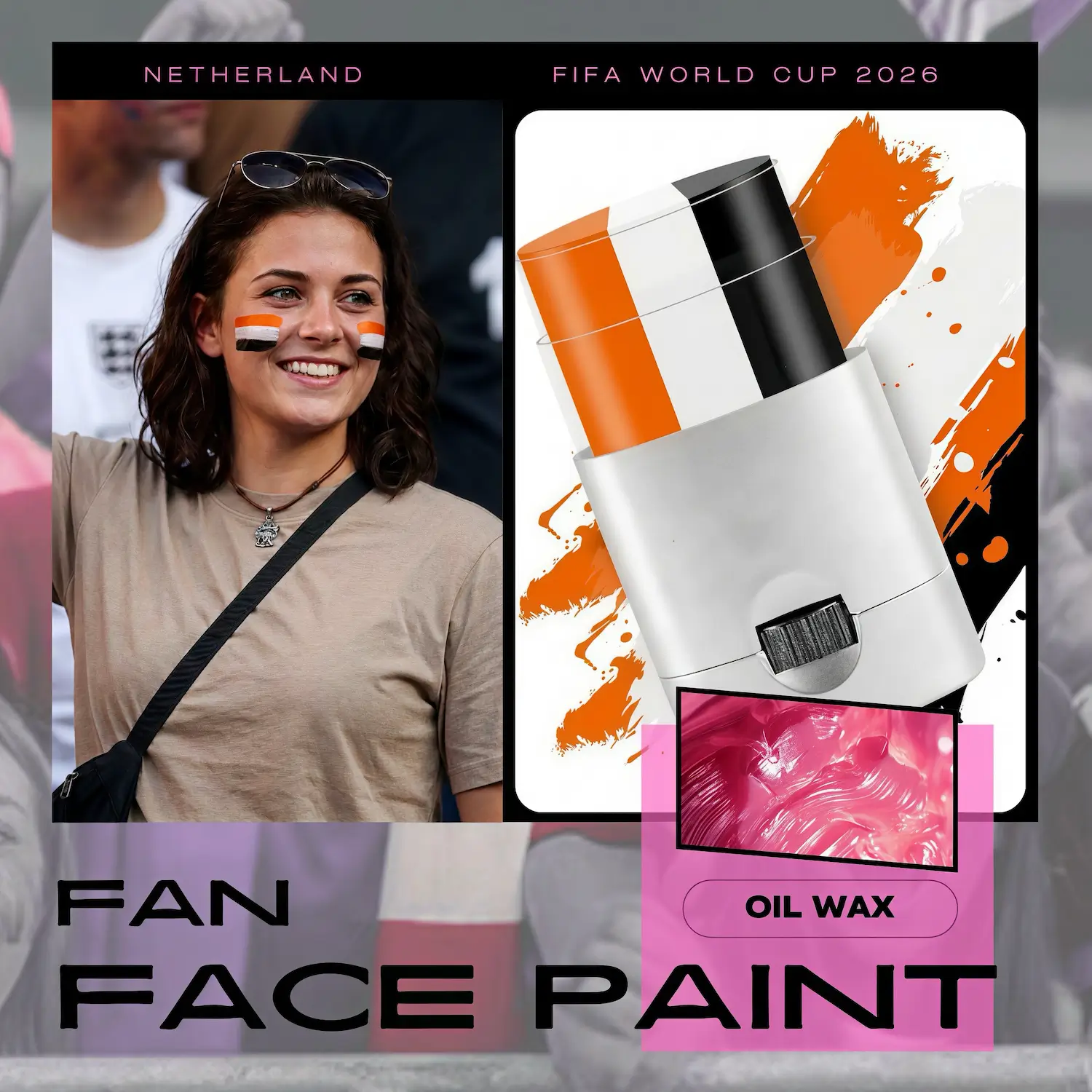 FIFA World Cup Netherlands National Team Skin-Safe Fan Face Paint Stick - SKU:NPS-WCP-FAN-017