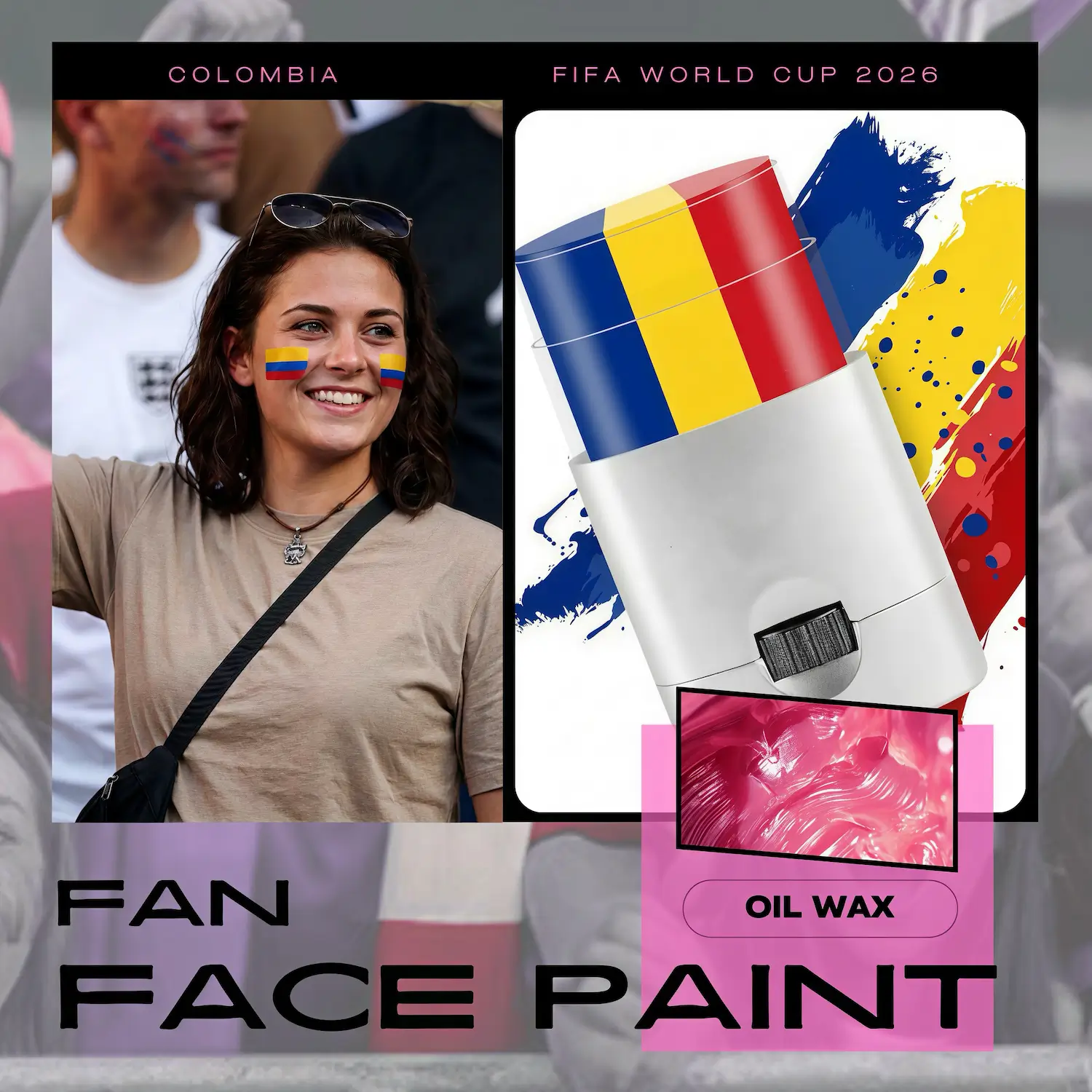 FIFA World Cup Colombia National Team Skin-Safe Fan Face Paint Stick - SKU:NPS-WCP-FAN-017